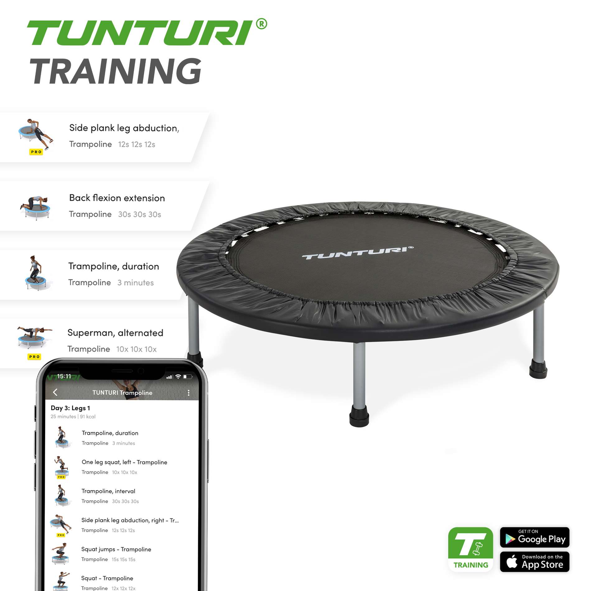 Trampolim Funhop Fitness Tunturi Preto-4