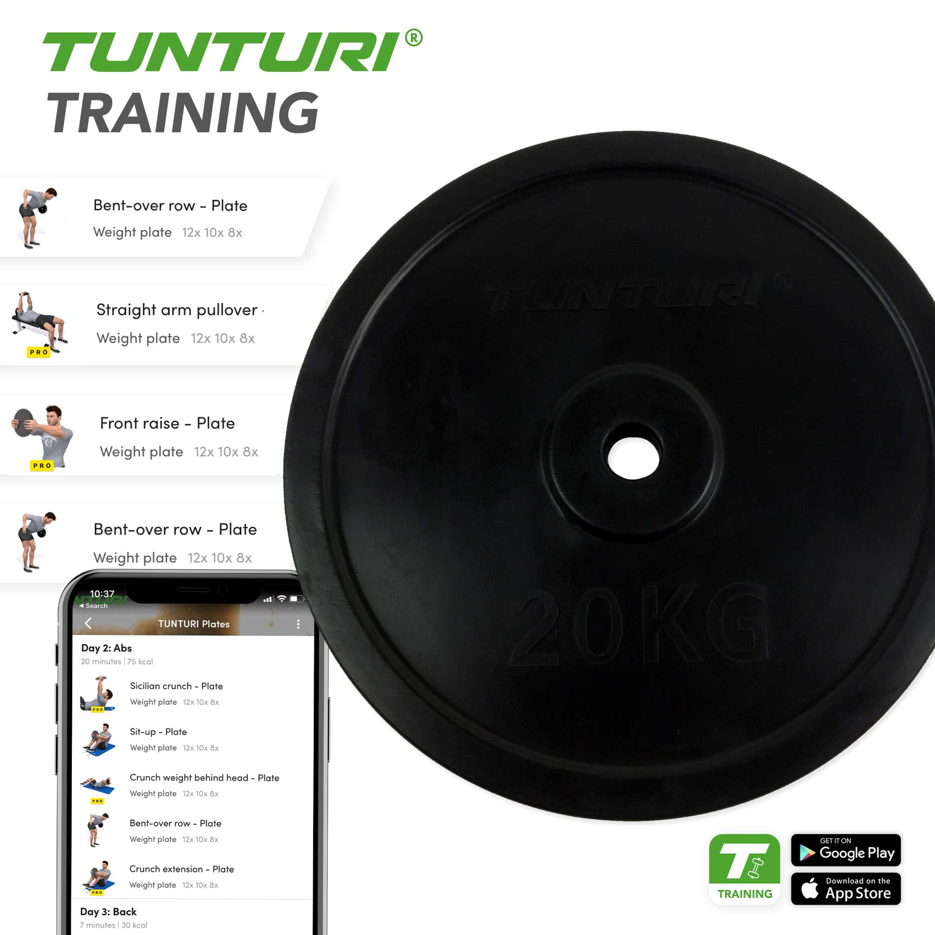 Disco de borracha para barras de 30 mm Tunturi Preto-3
