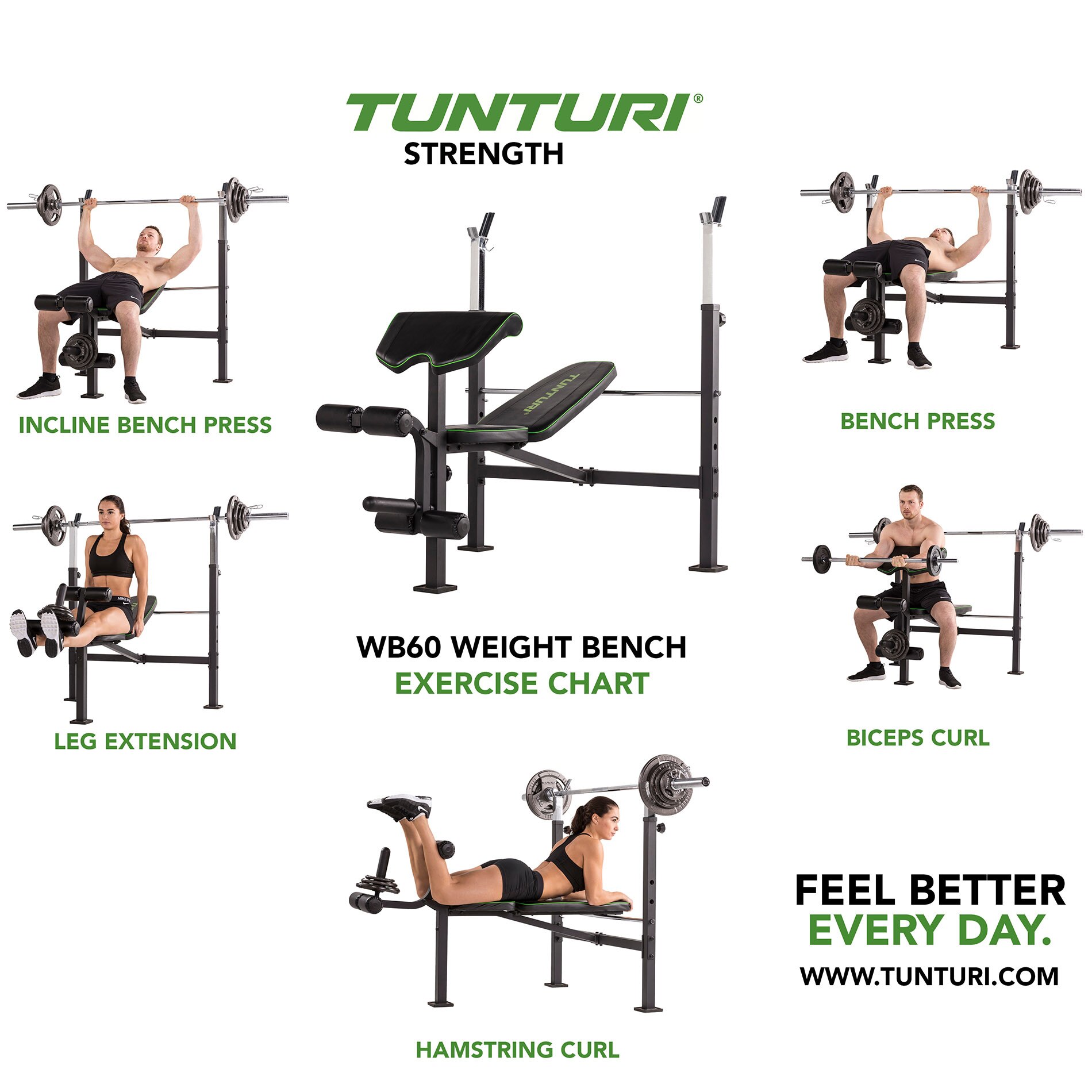Banco de musculação WB60 Olympic Weight Bech Tunturi Preto-2