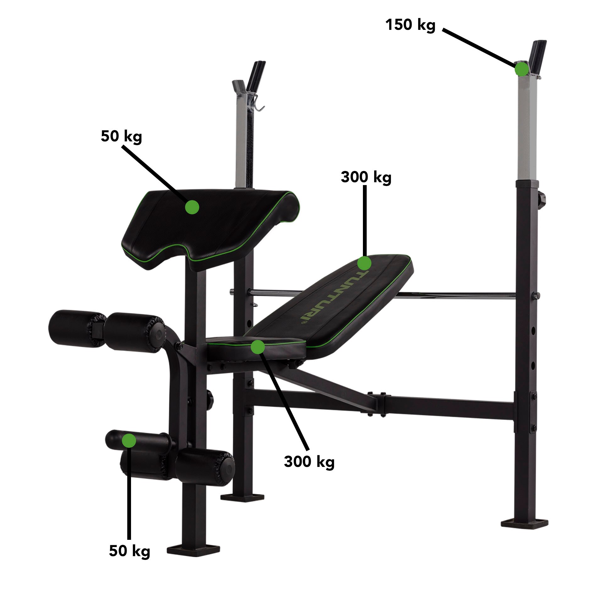 Banco de musculação WB60 Olympic Weight Bech Tunturi Preto-5