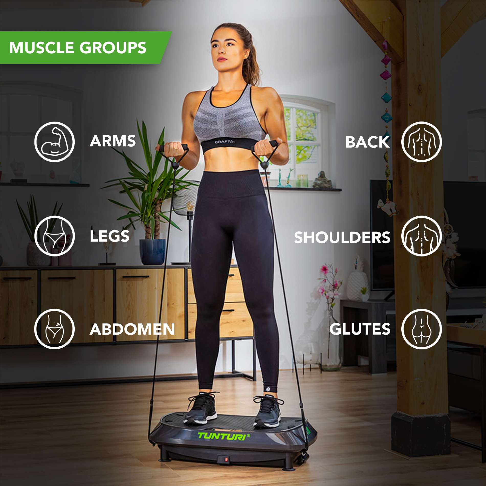 Plataforma vibratoria Cardio Fit V20 Tunturi Cinzento-3
