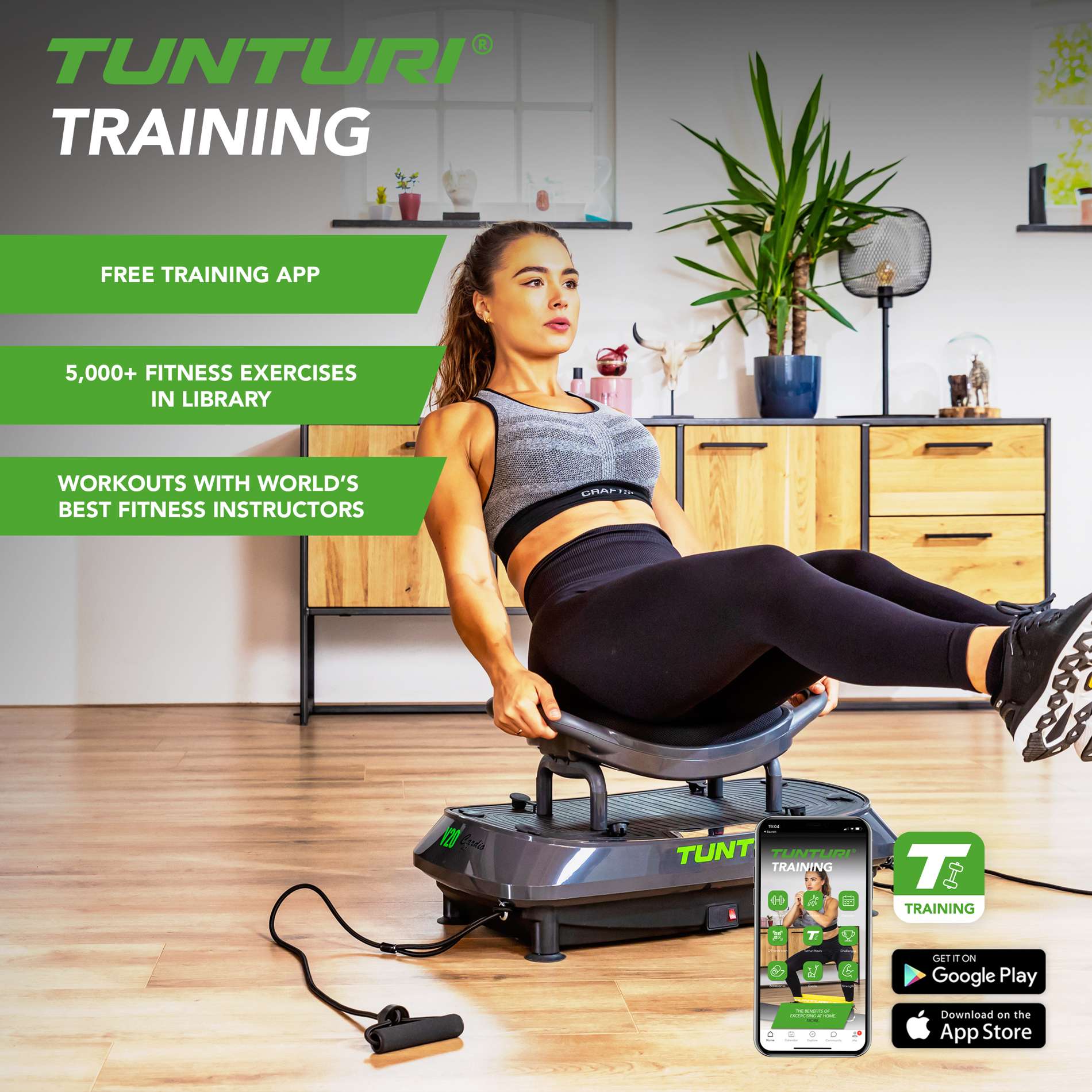 Plataforma vibratoria Cardio Fit V20 Tunturi Cinzento-5