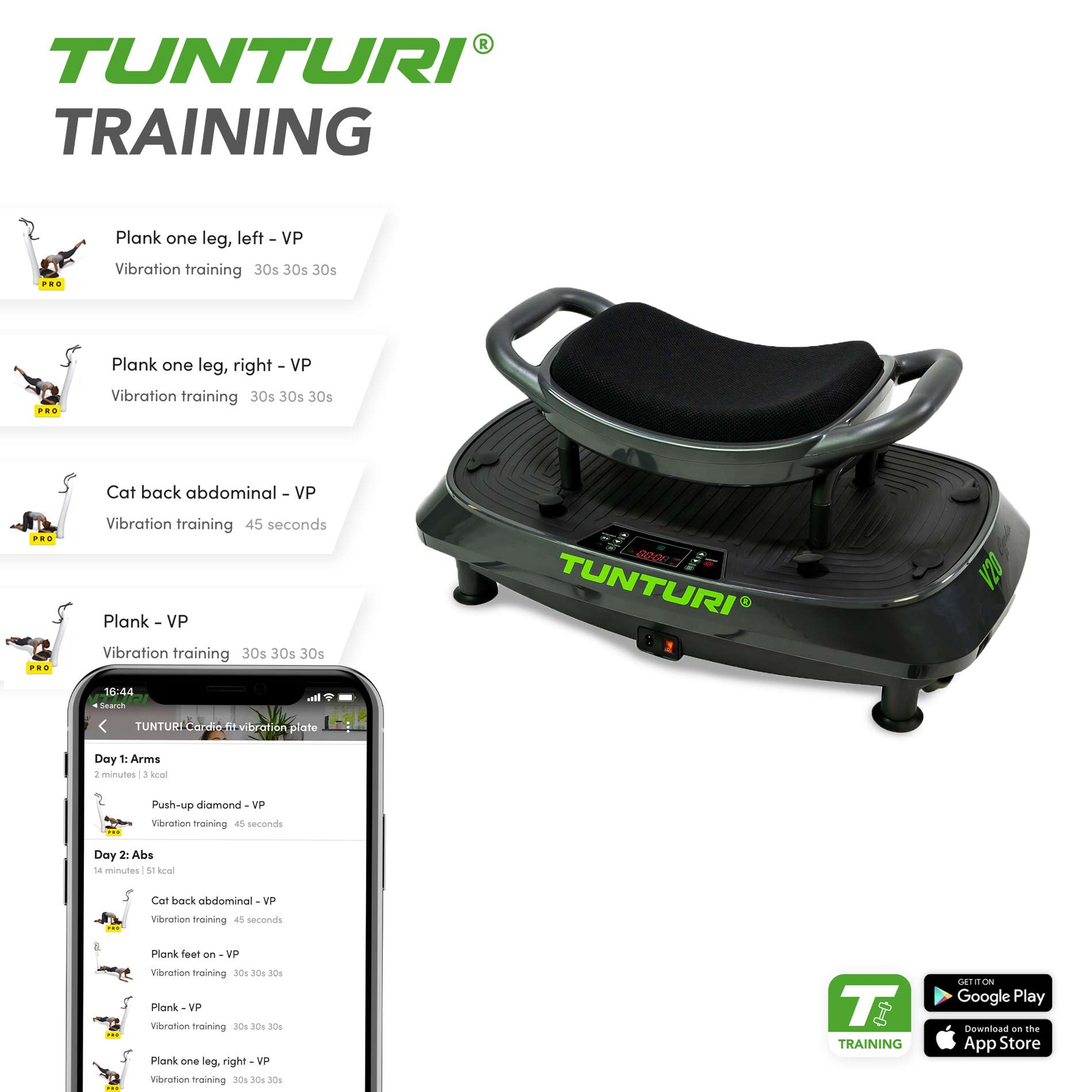 Plataforma vibratoria Cardio Fit V20 Tunturi Cinzento-6