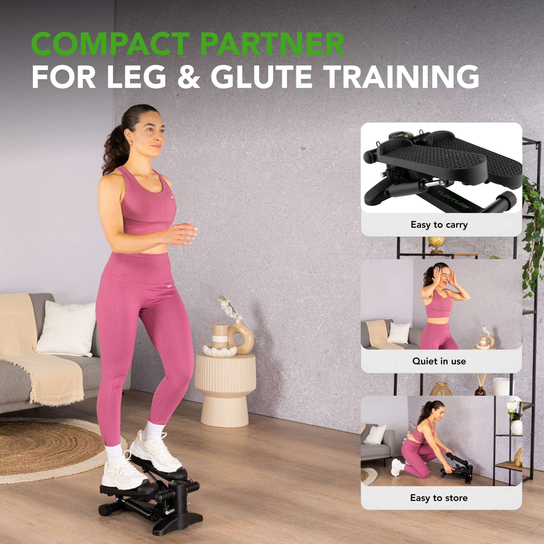 Stepper com Monitor e Pegas Tunturi Preto-3
