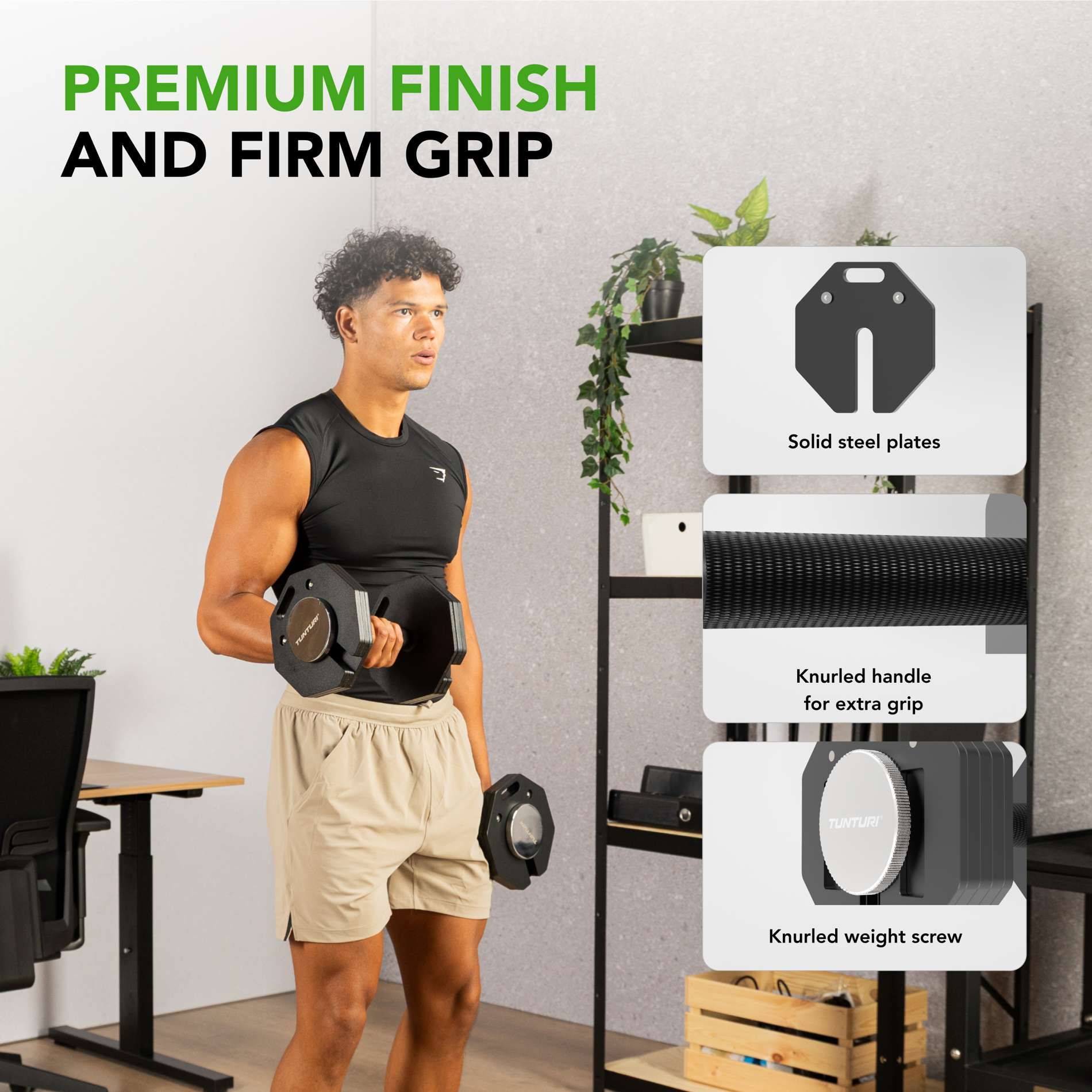Haltere Rapid variável de fácil ajuste 20 kg ampliável Tunturi Preto-2