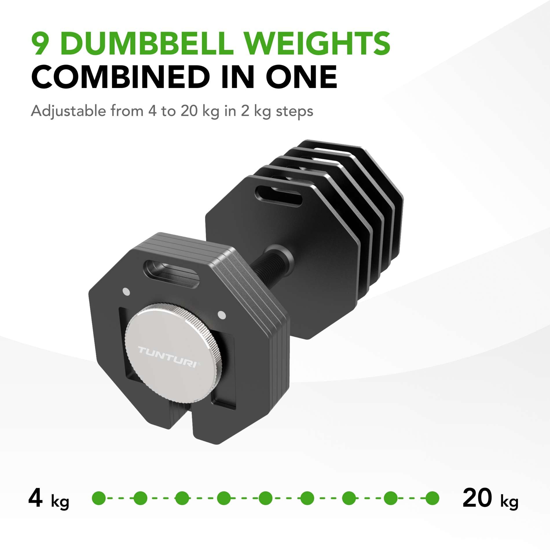 Haltere Rapid variável de fácil ajuste 20 kg ampliável Tunturi Preto-5