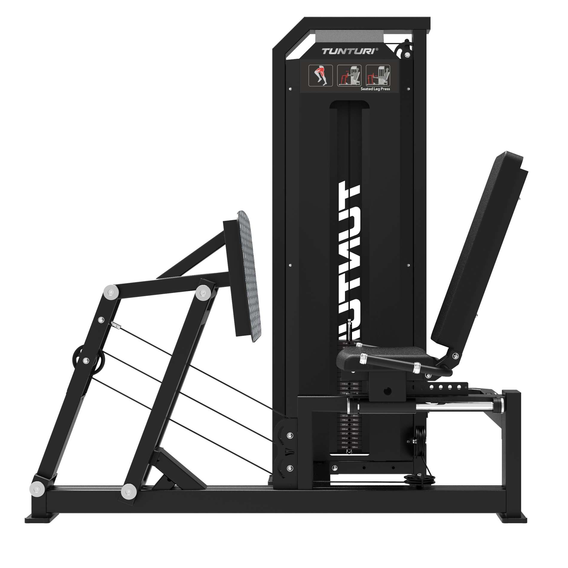 Multiestação Platinum Seated Leg Press Selectorized V-series Tunturi Preto-3