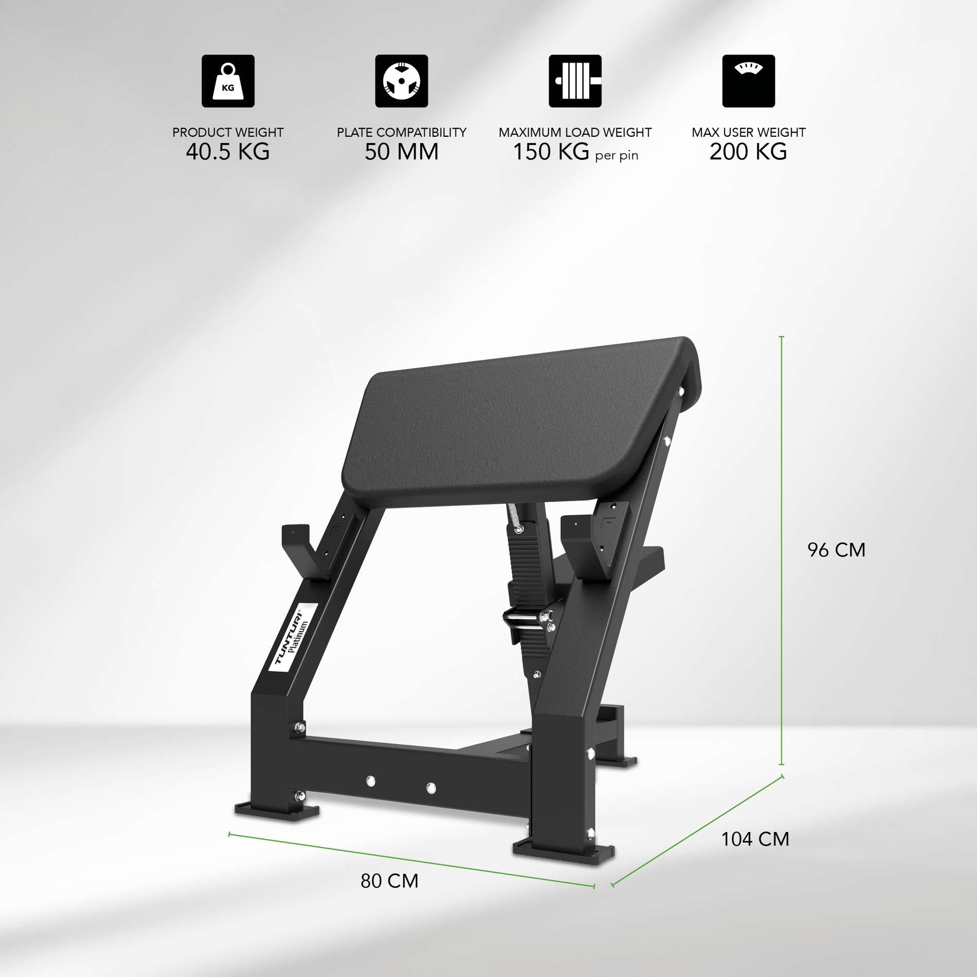 Banco de musculação Platinum Preacher Curl V-Series Preto-2