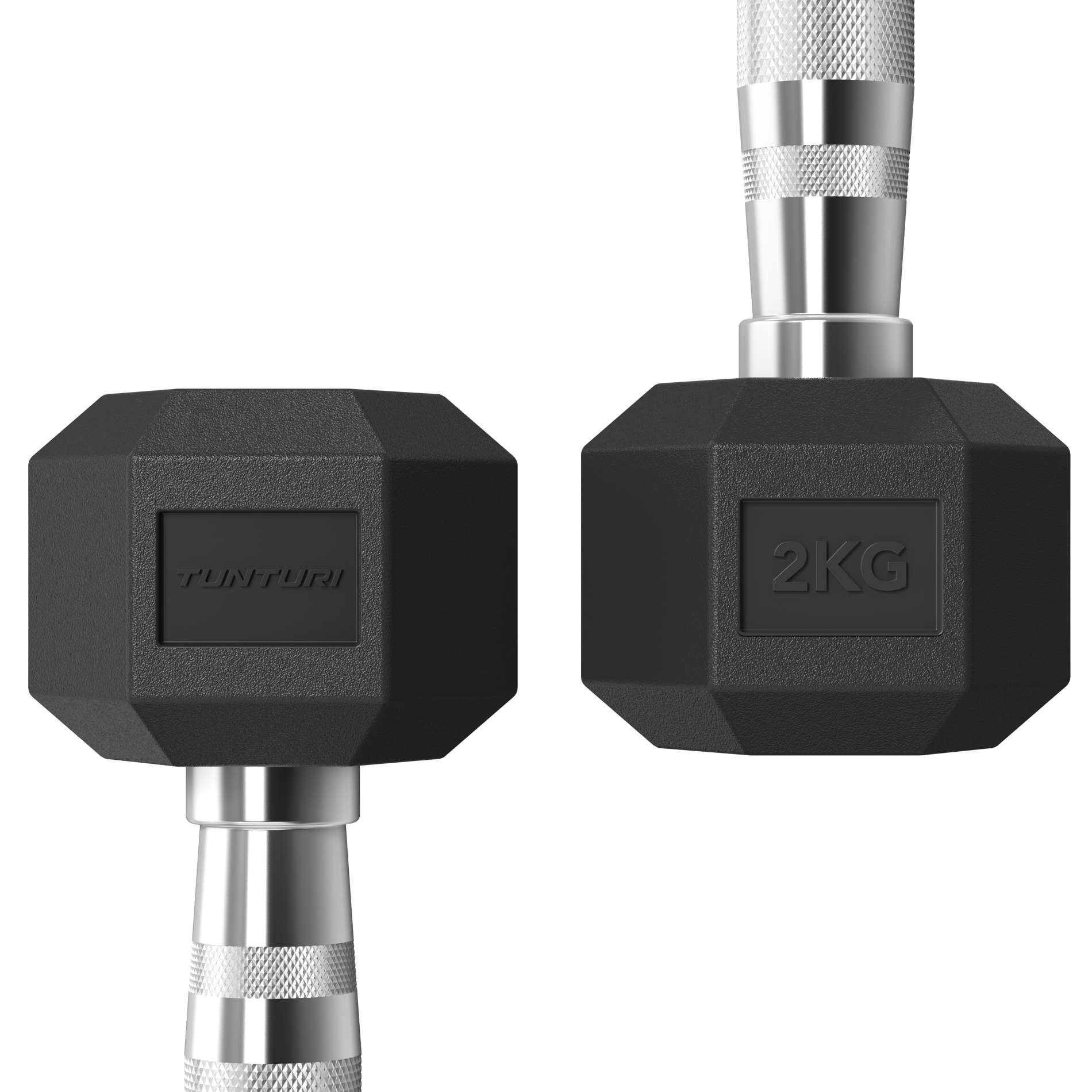 Pack de 2 halteres hexagonais Platinum Hex Rubber Tunturi Preto-3