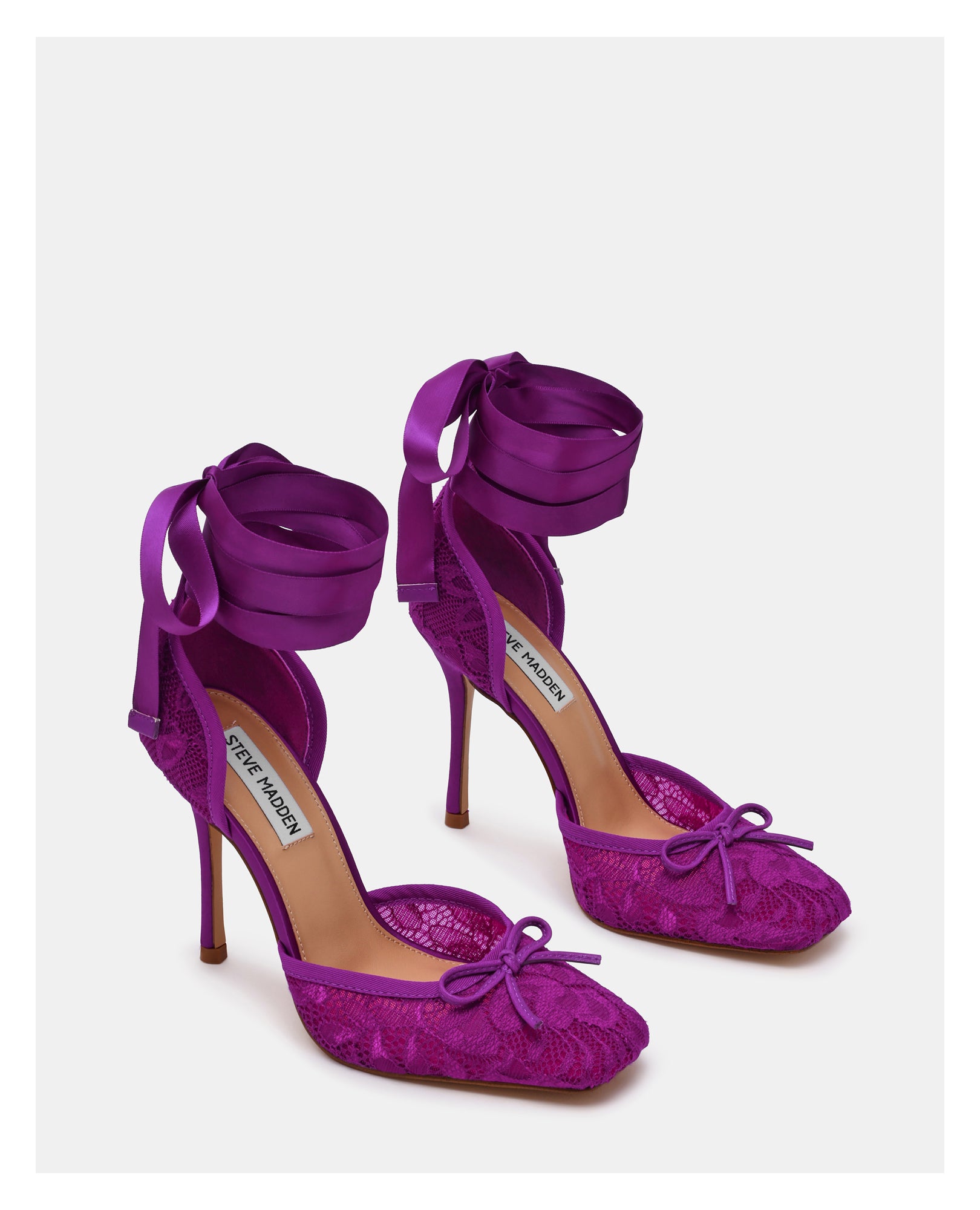 Sapatos de Salto Larina Púrpura Renda Roxo-2