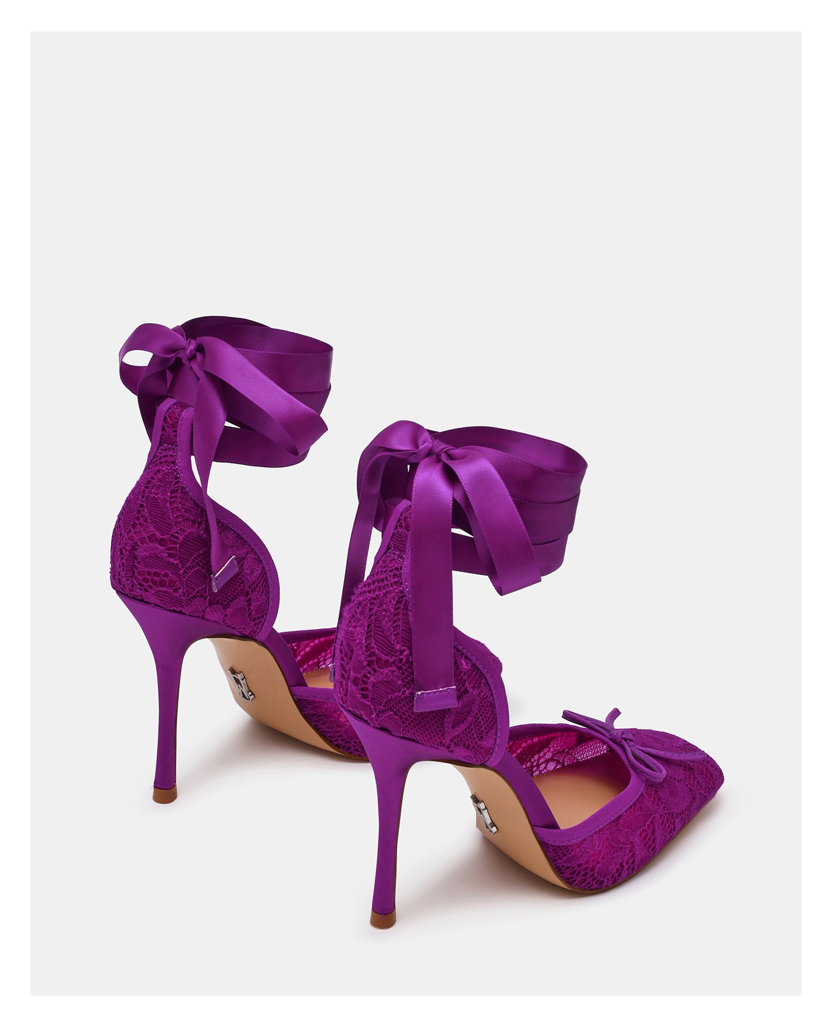 Sapatos de Salto Larina Púrpura Renda Roxo-3