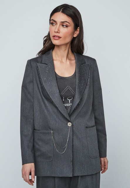 Imagem 0 de Blazer com Lapela Decorada com Aplicações Metálicas e Corrente