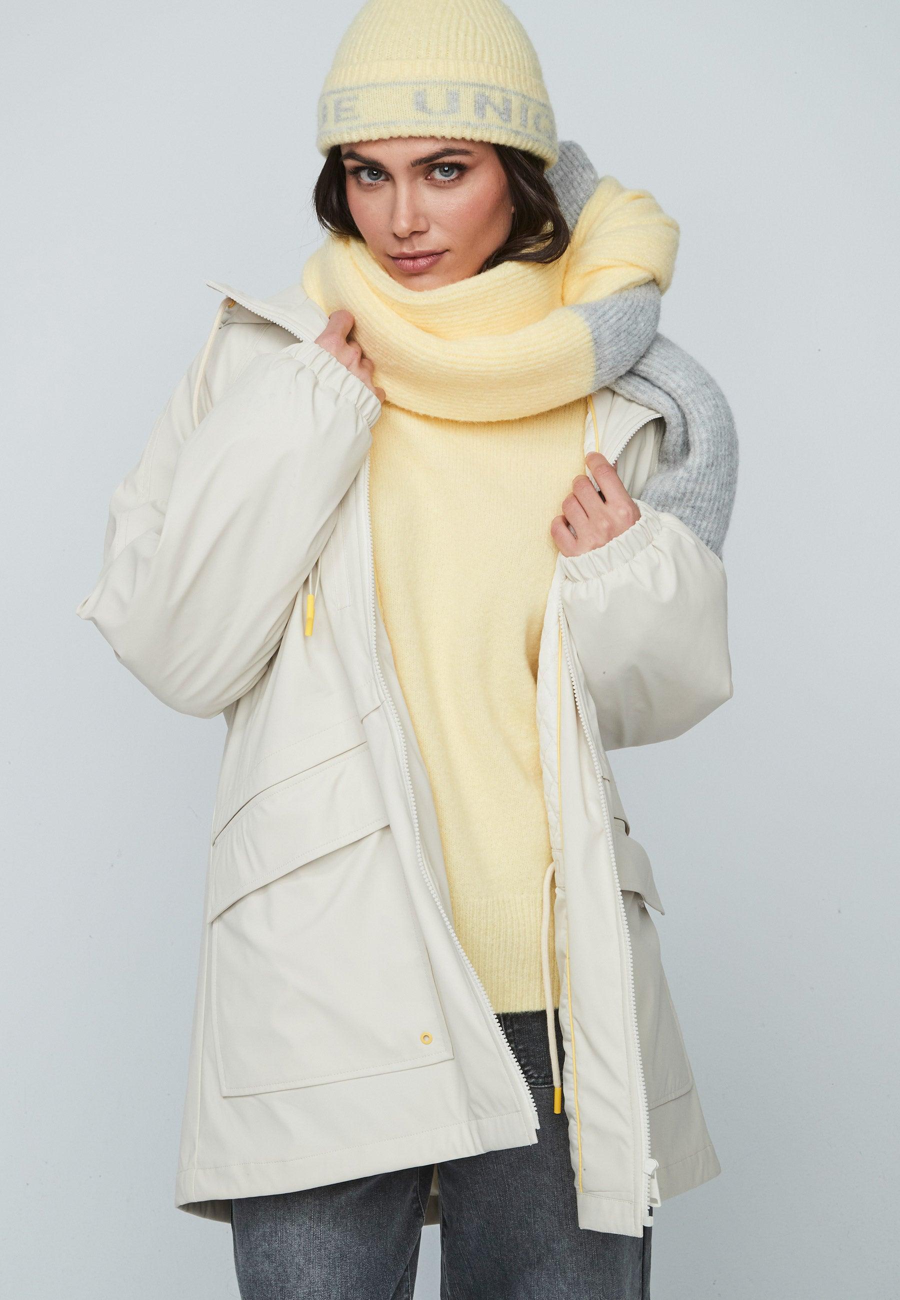 Parka com Capuz e Bolsos Frontais Bege-2