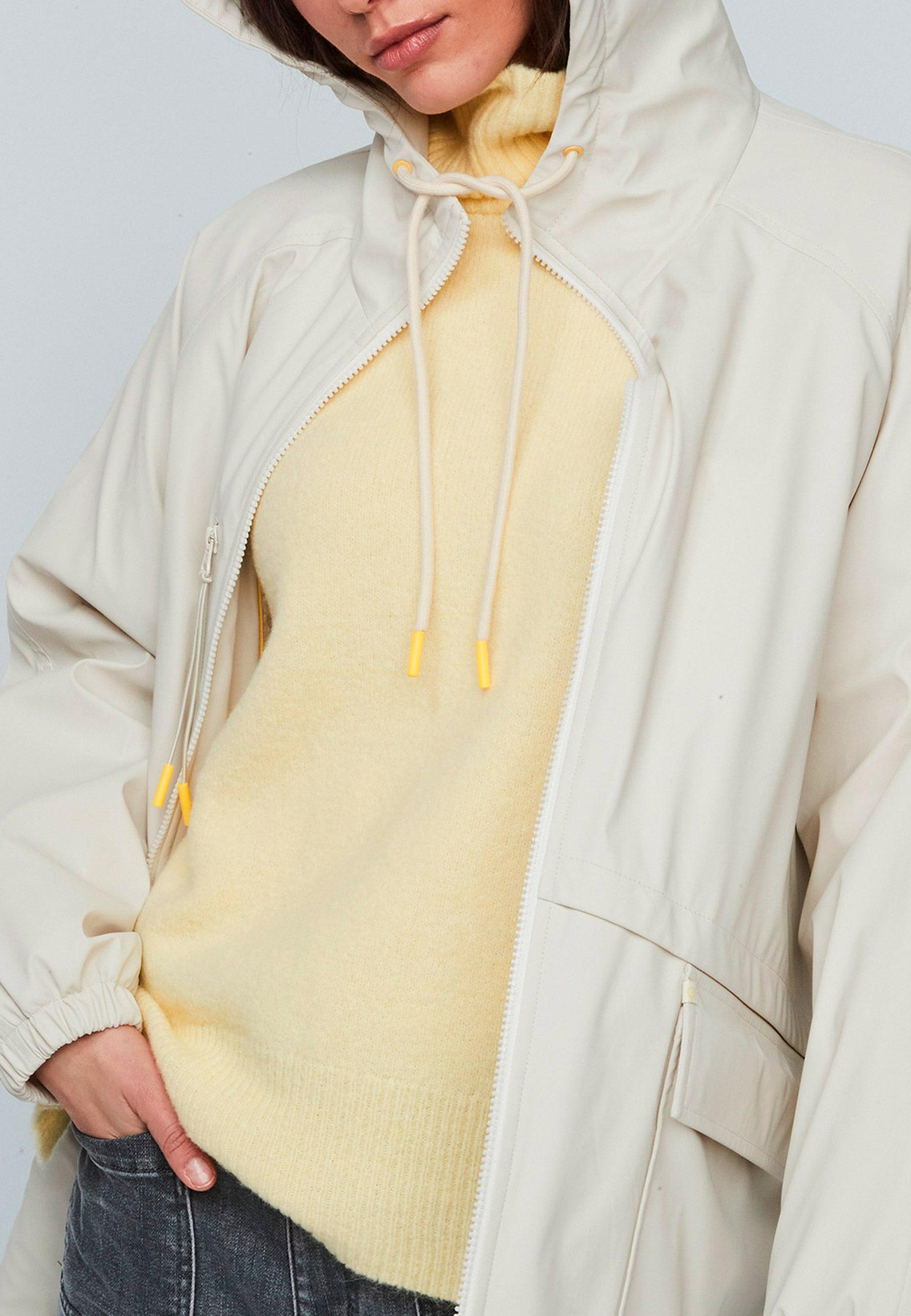 Parka com Capuz e Bolsos Frontais Bege-4