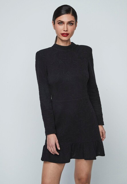 Imagem 0 de Vestido Curto com Folho na Bainha e Gola Perkins