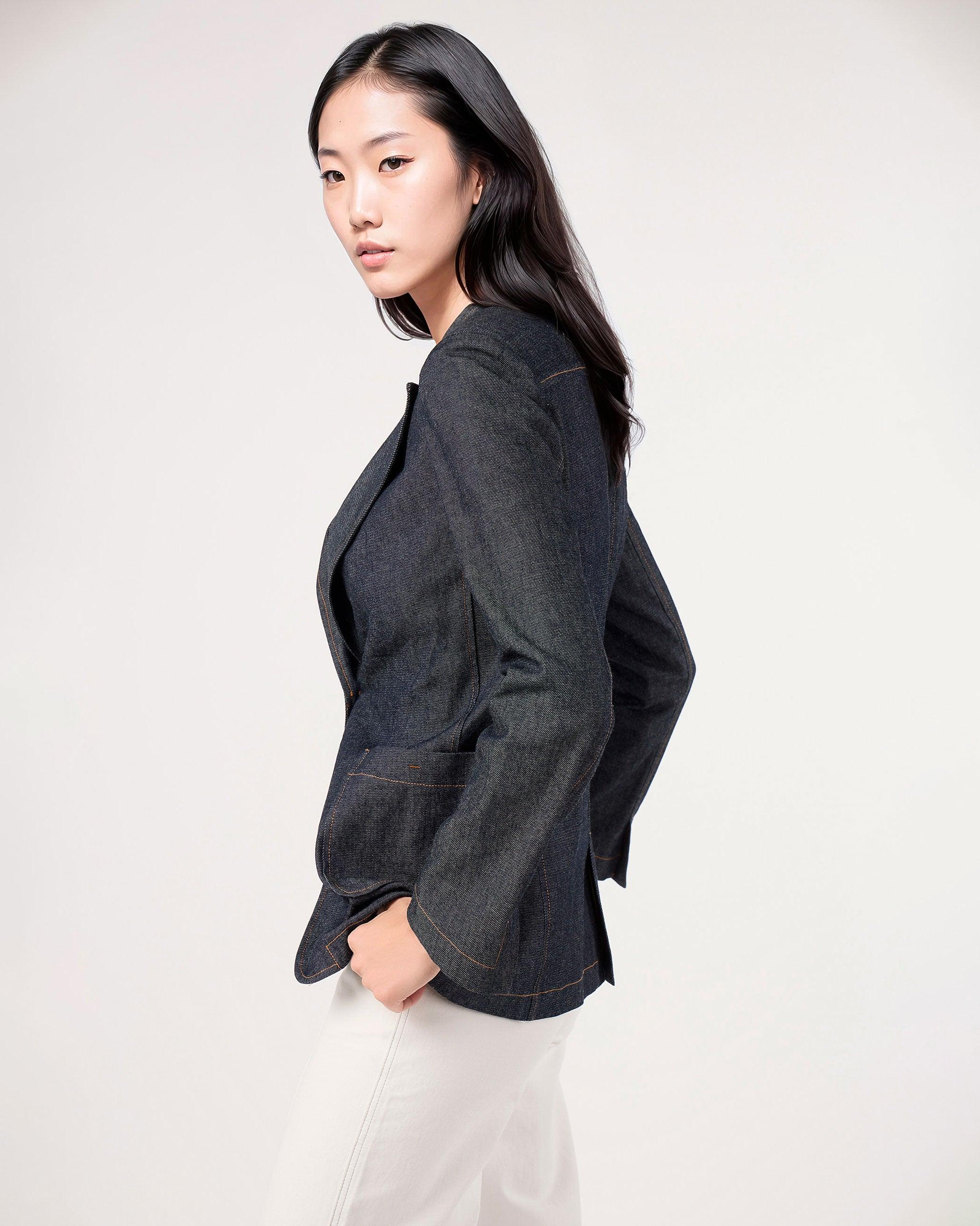 Blazer em Denim Pinós Azul-3
