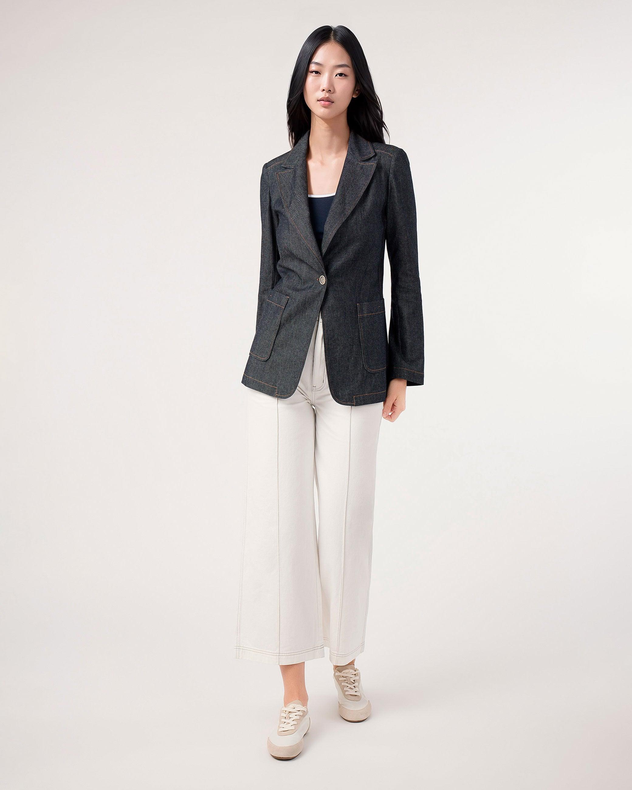 Blazer em Denim Pinós Azul-4