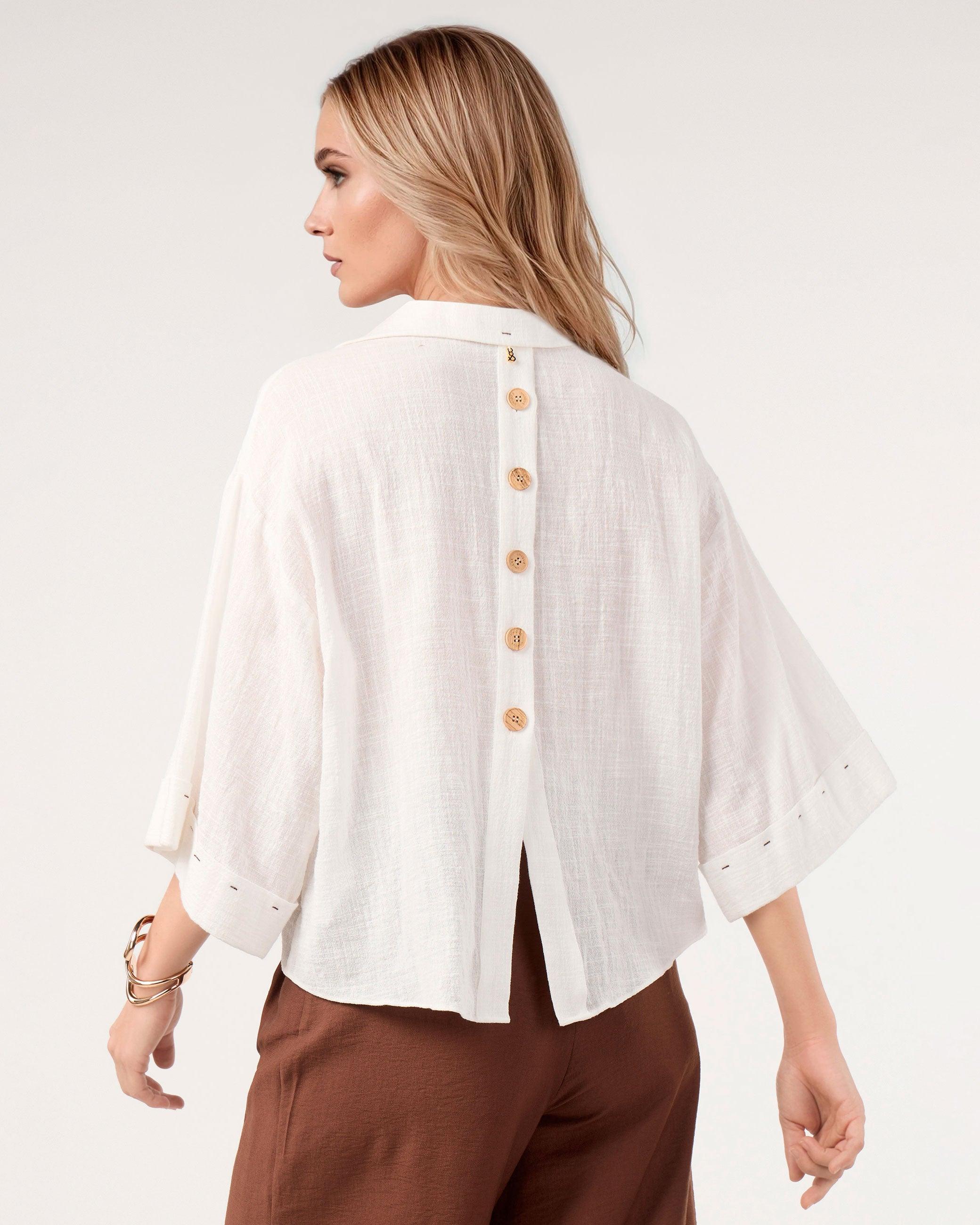 Blusa com Manga 3/4 Branco-2