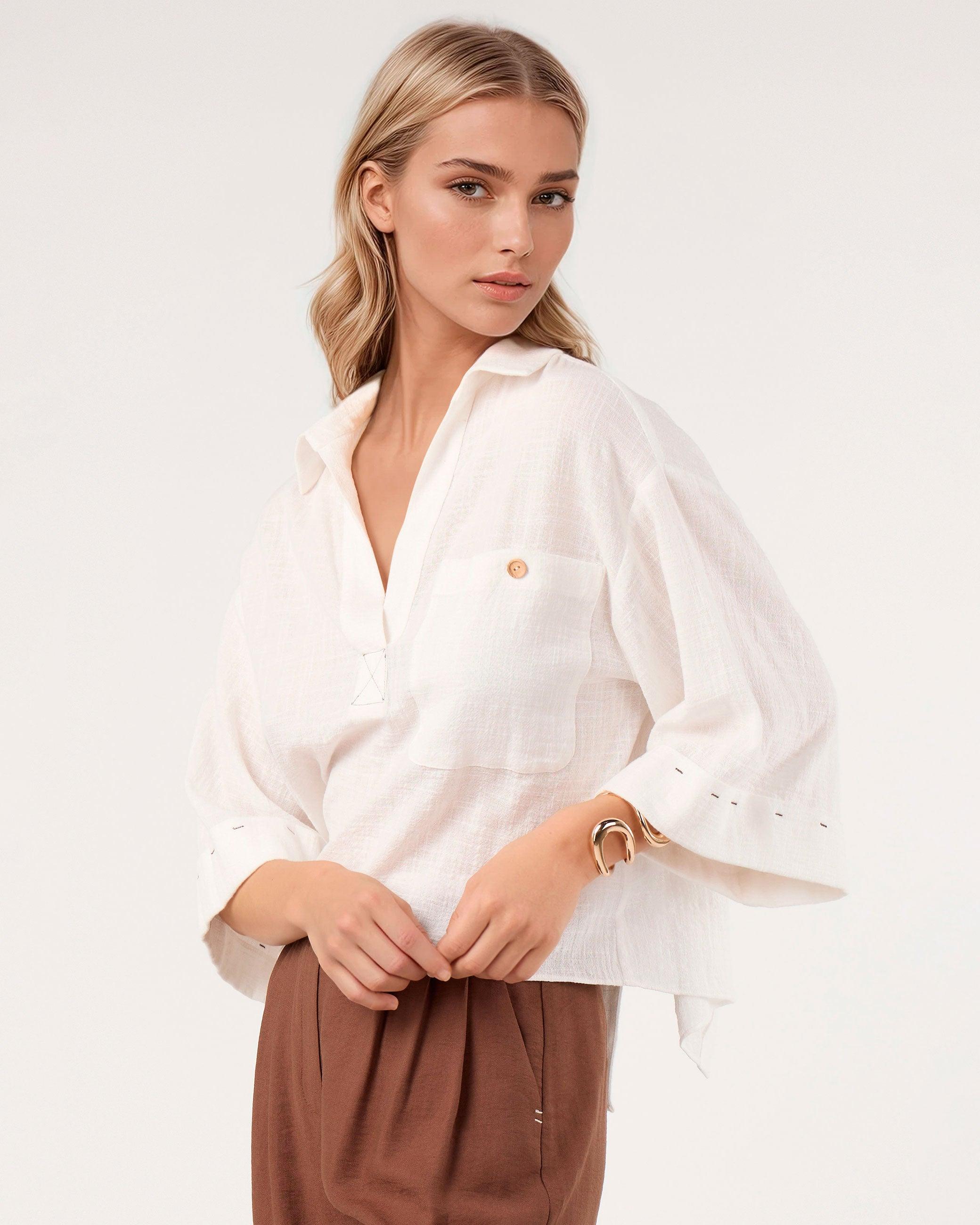 Blusa com Manga 3/4 Branco-3
