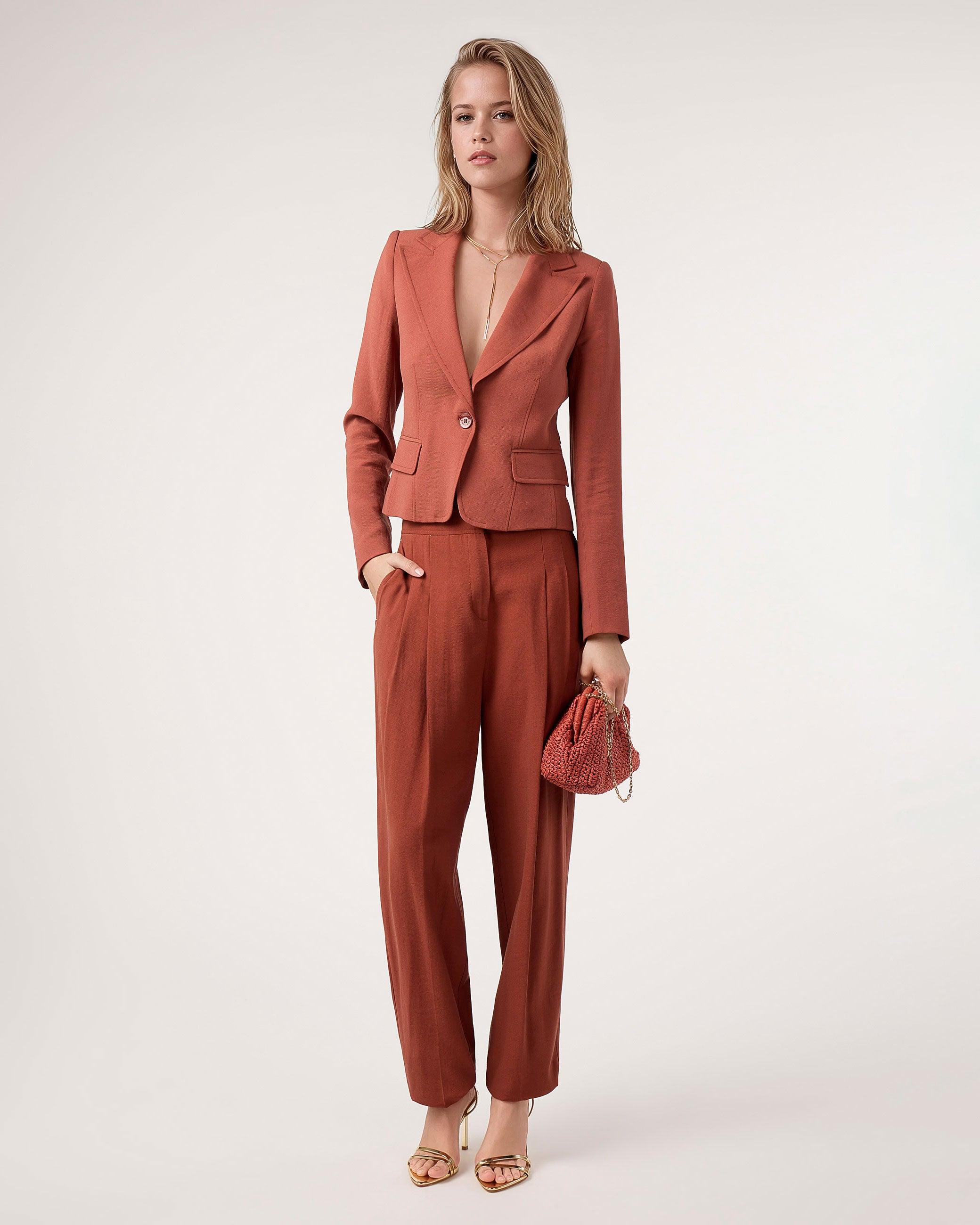 Blazer Estruturada com Corte Ajustado em Cinzento Telha-4