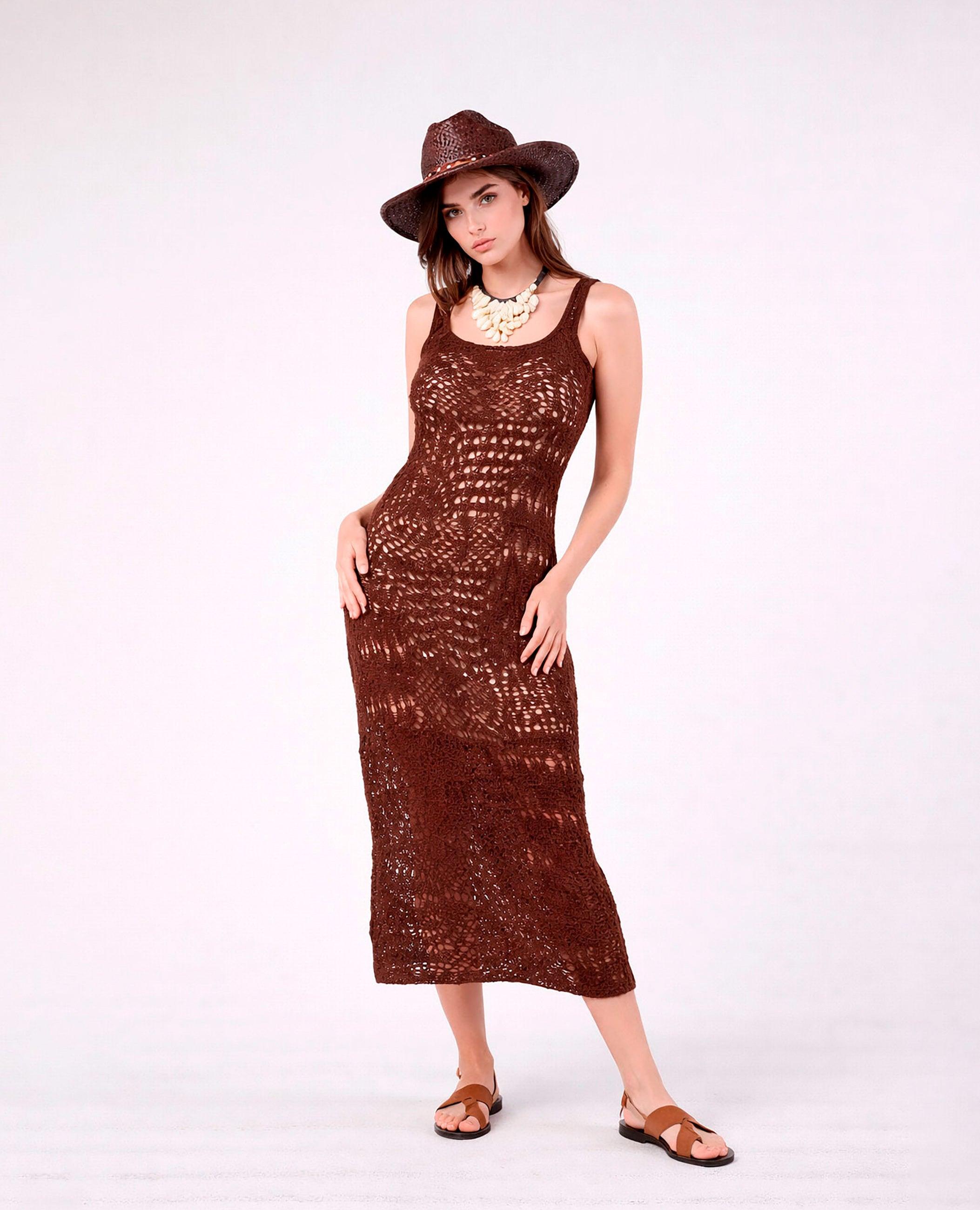 Imagem 0 de Vestido Midi em Malha de Croché Denise Ii
