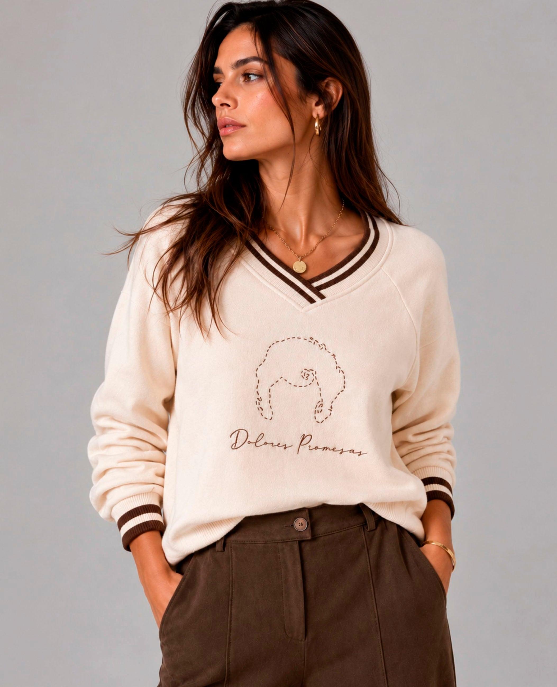 Imagem 0 de Sweatshirt Celia com Gola em V em Contraste
