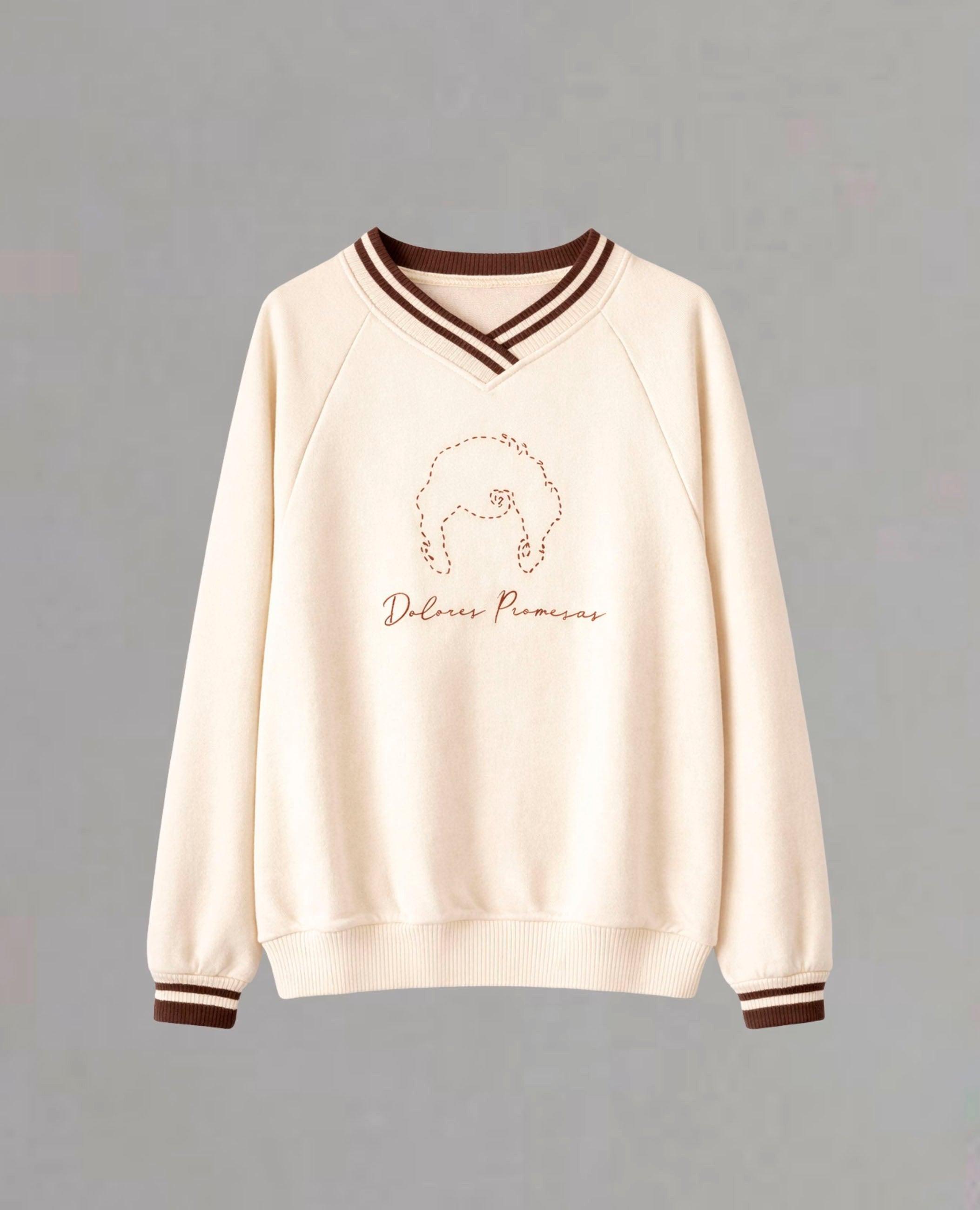 Sweatshirt Celia com Gola em V em Contraste Natural-4