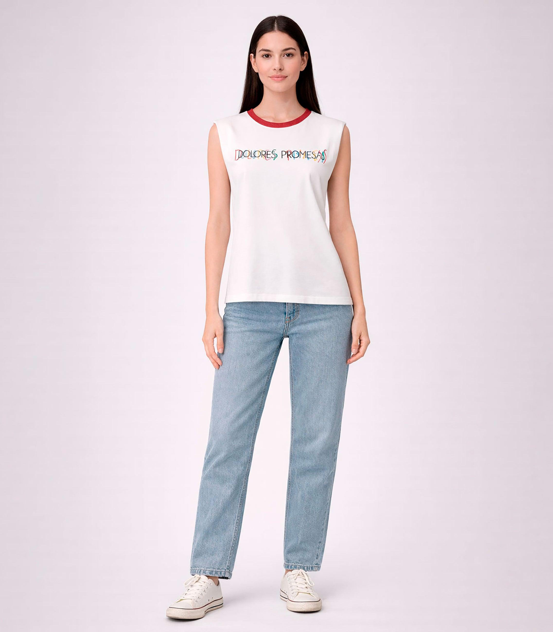 T-shirt sem Mangas Dolores Natural-3