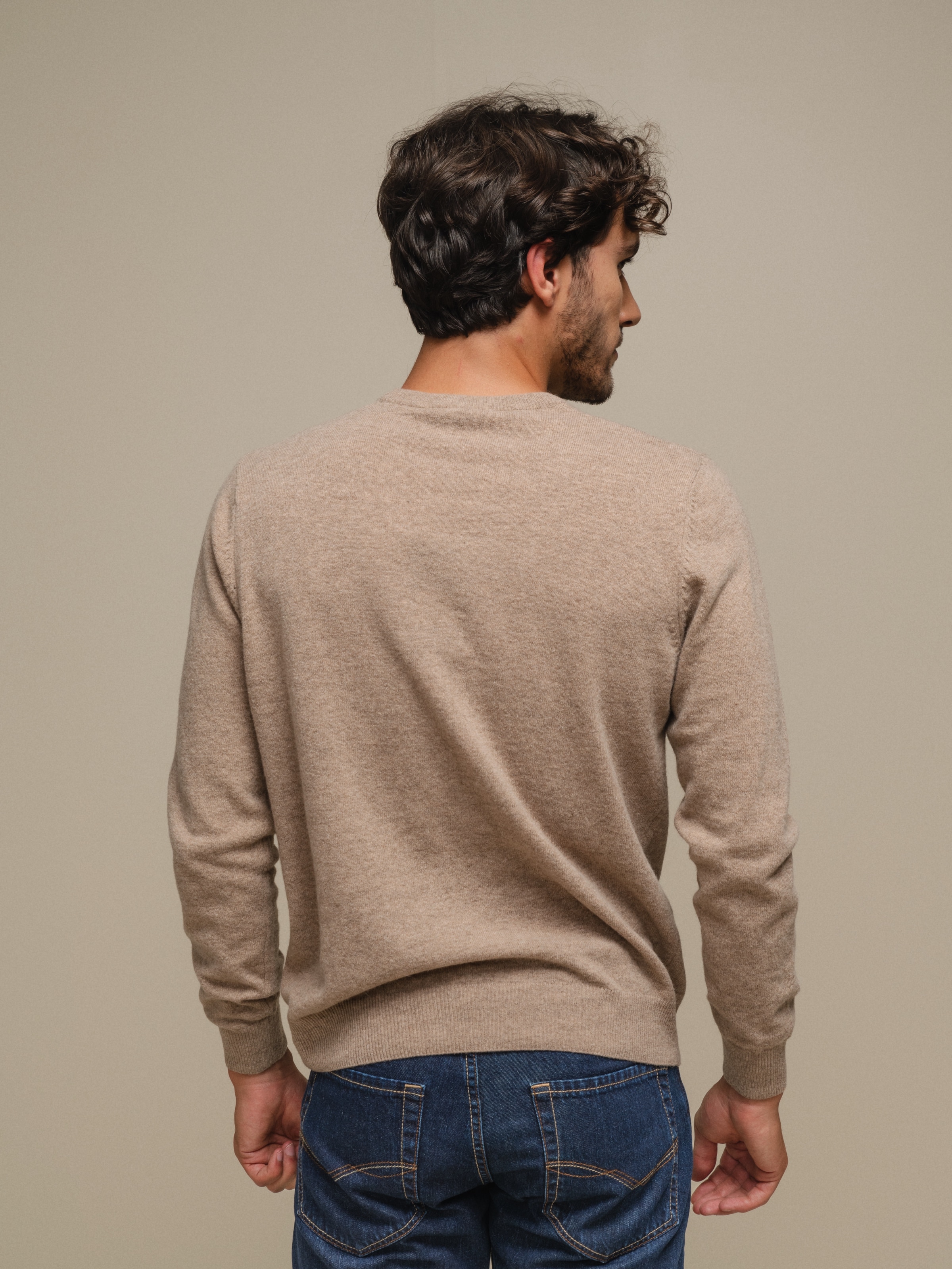 Camisola de malha fina Bege-6