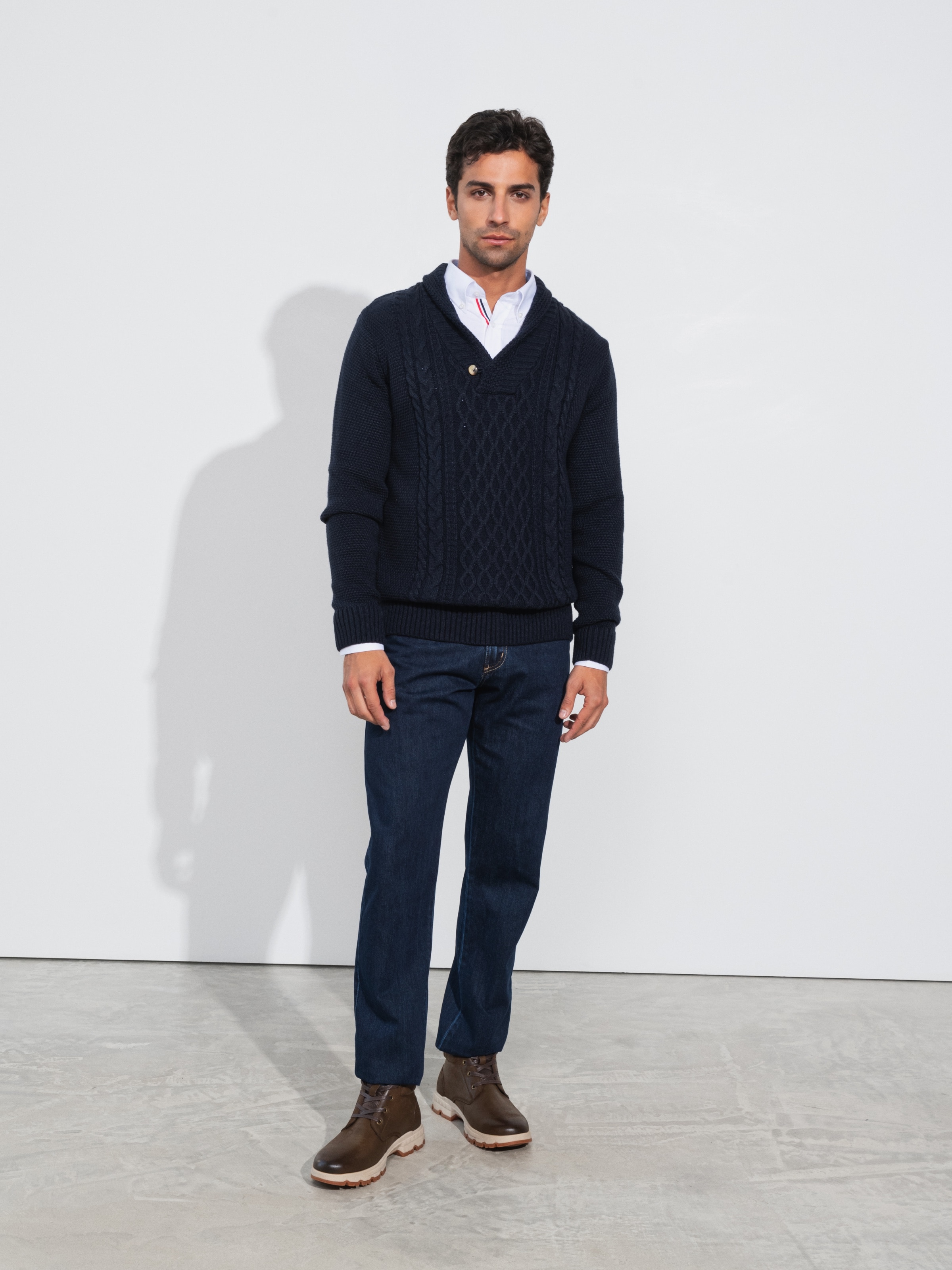 Camisola com gola rebuço Azul-marinho-2