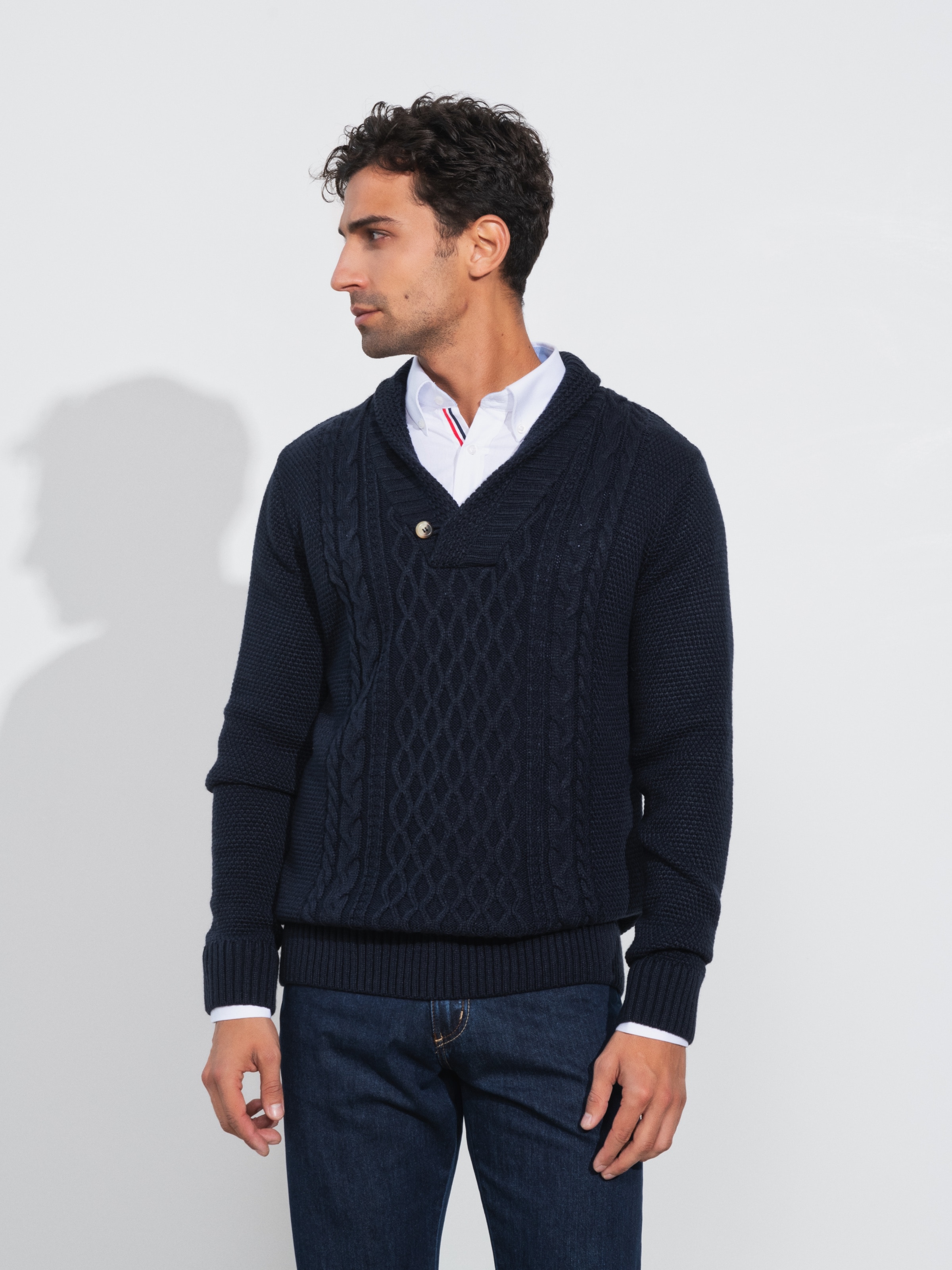 Camisola com gola rebuço Azul-marinho-3