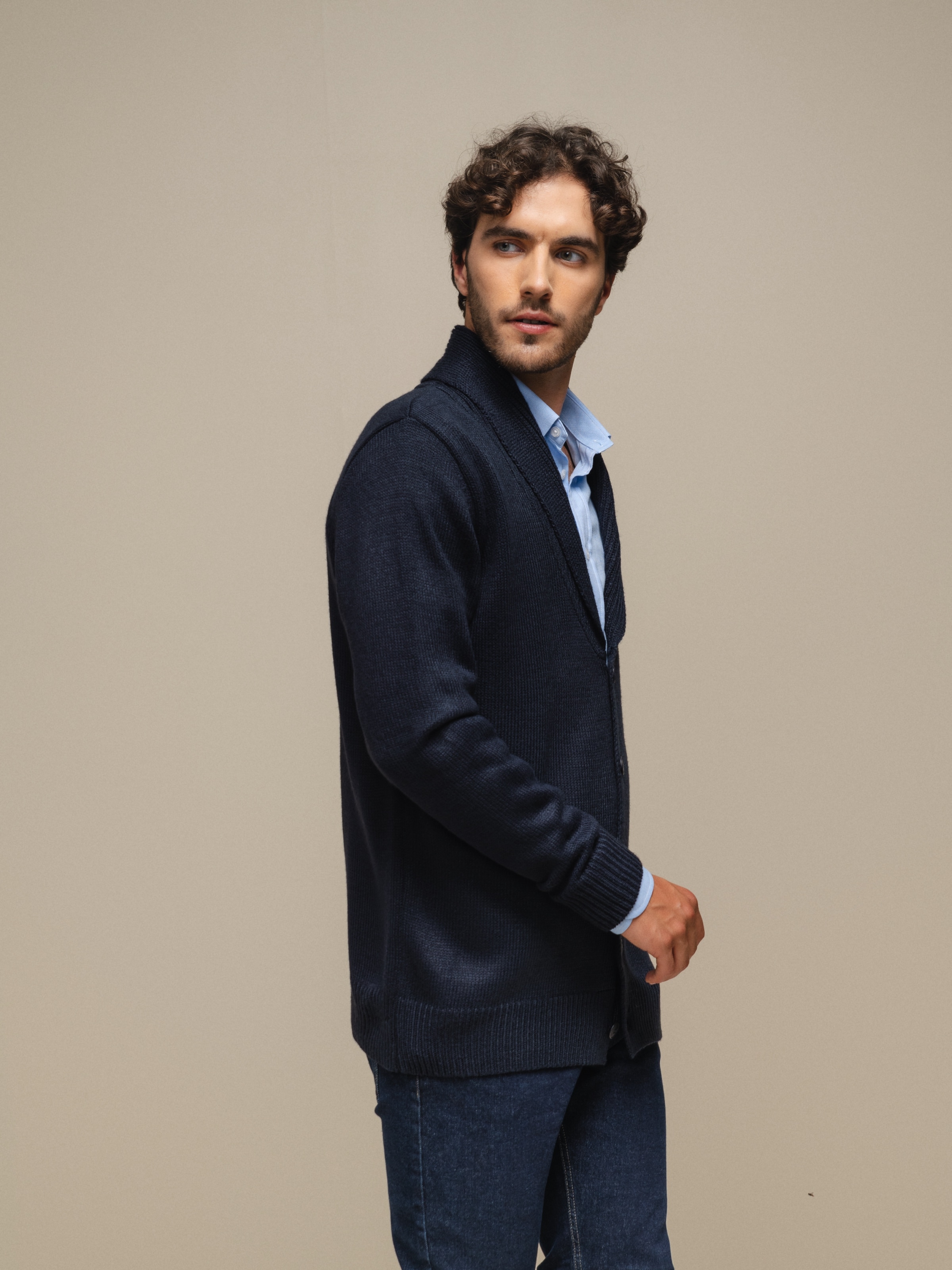 Casaco em malha Azul-marinho-4