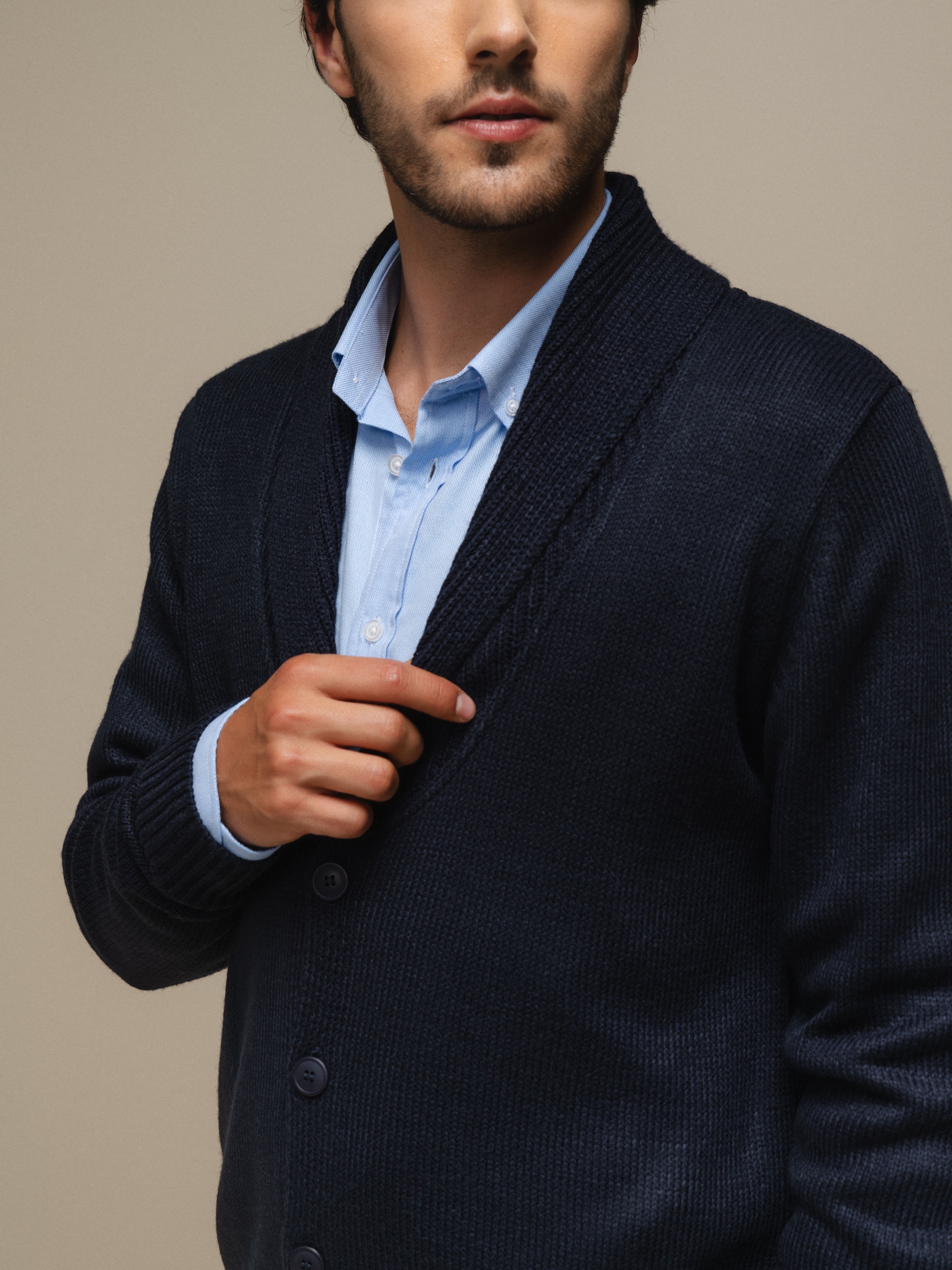 Casaco em malha Azul-marinho-5