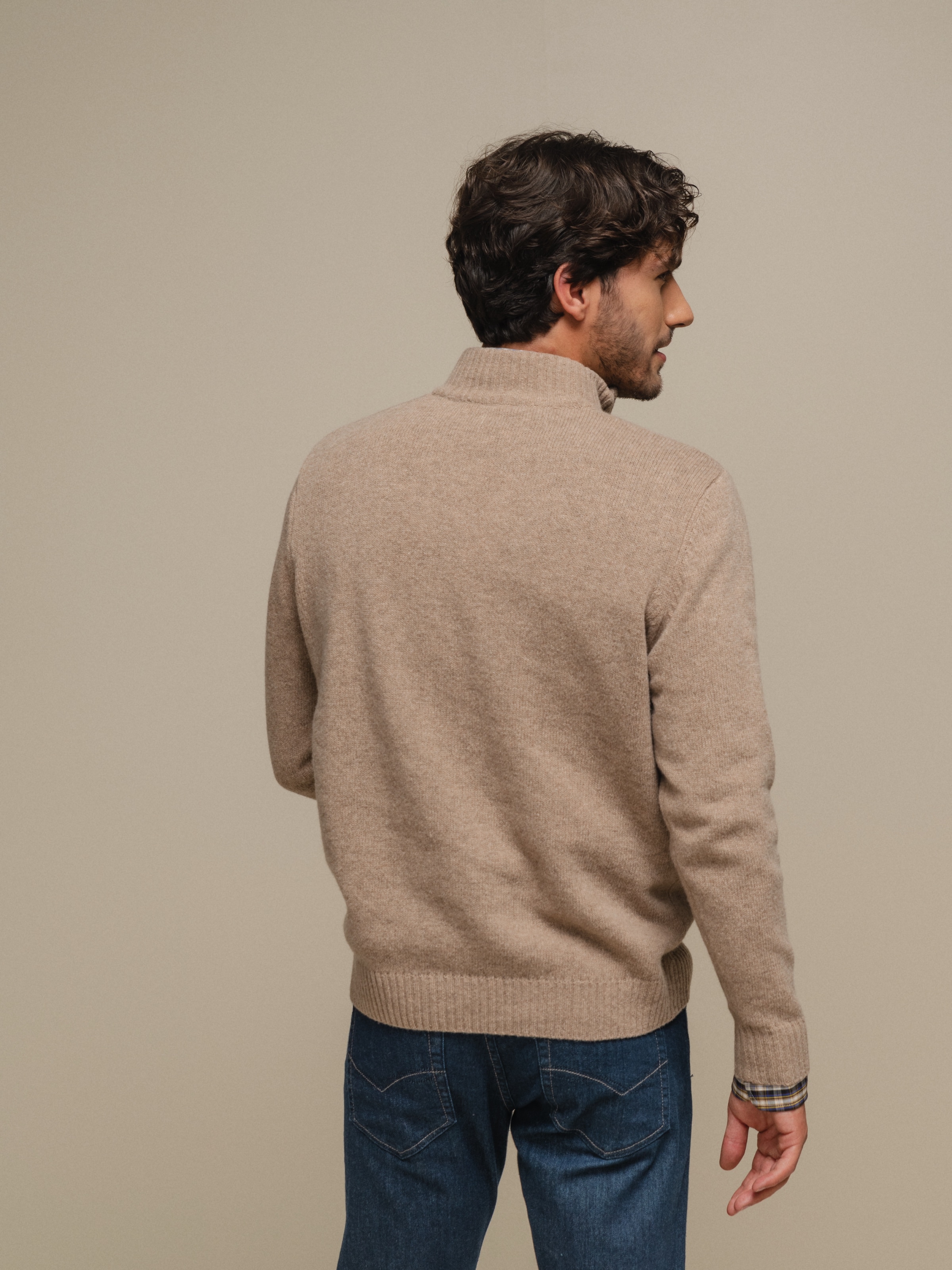 Polo com fecho em zipper Bege-6