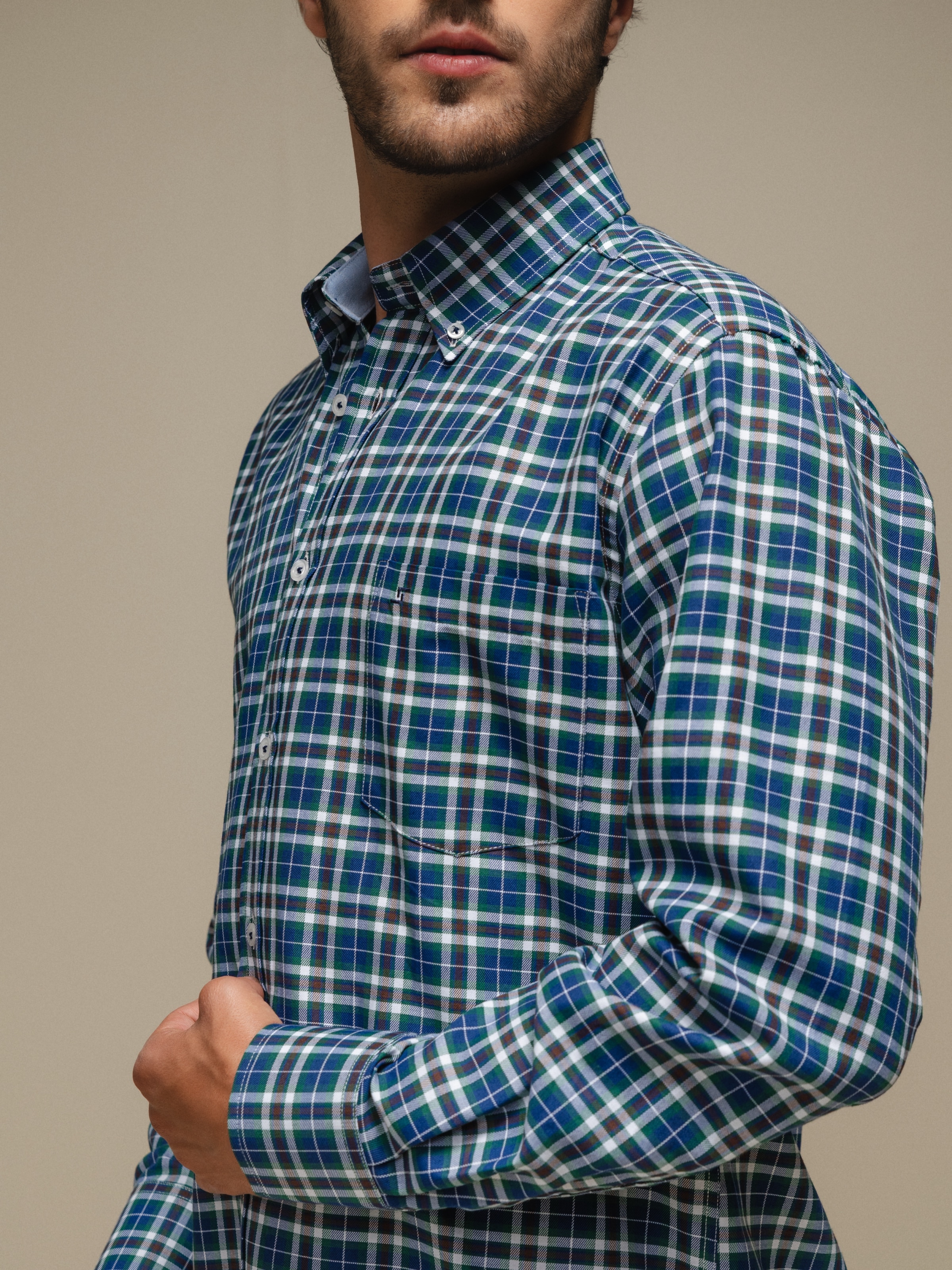 Camisa de manga comprida Azul-6