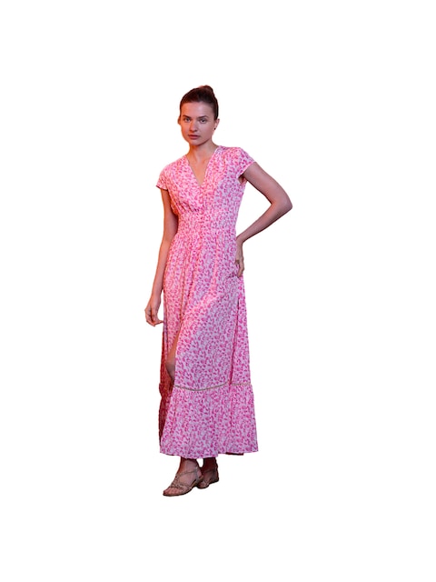 Imagem 0 de Vestido comprido acetinado com estampado