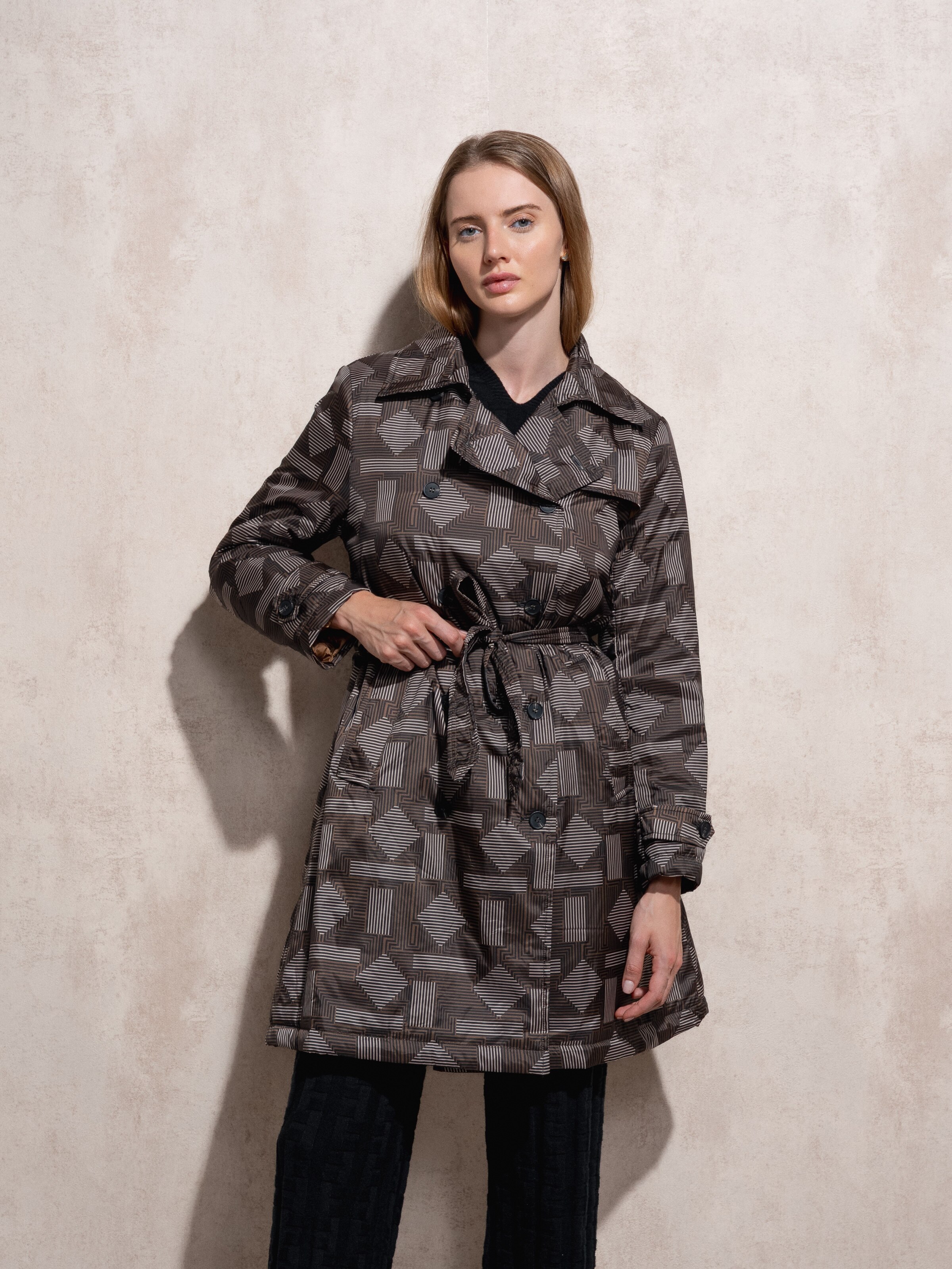 Trench estampada alcochoada Multicolor-3