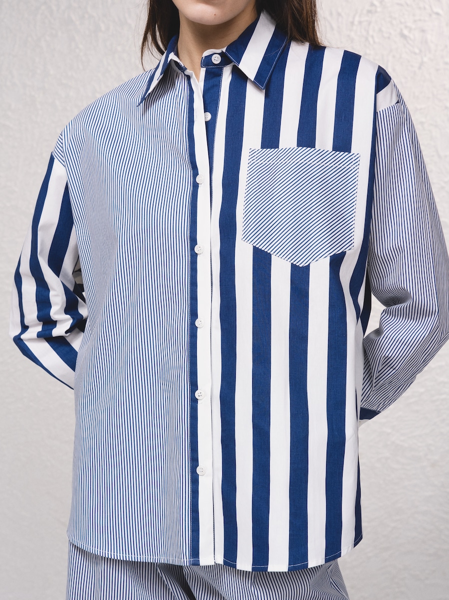 Túnica com estampado de riscas Azul-6