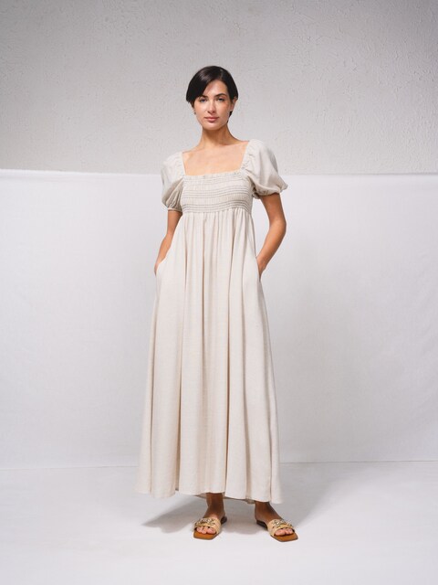 Imagem 0 de Vestido comprido com franzido no peito