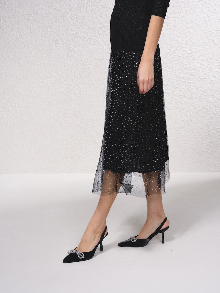 Saia em tule com brilhos Preto-4