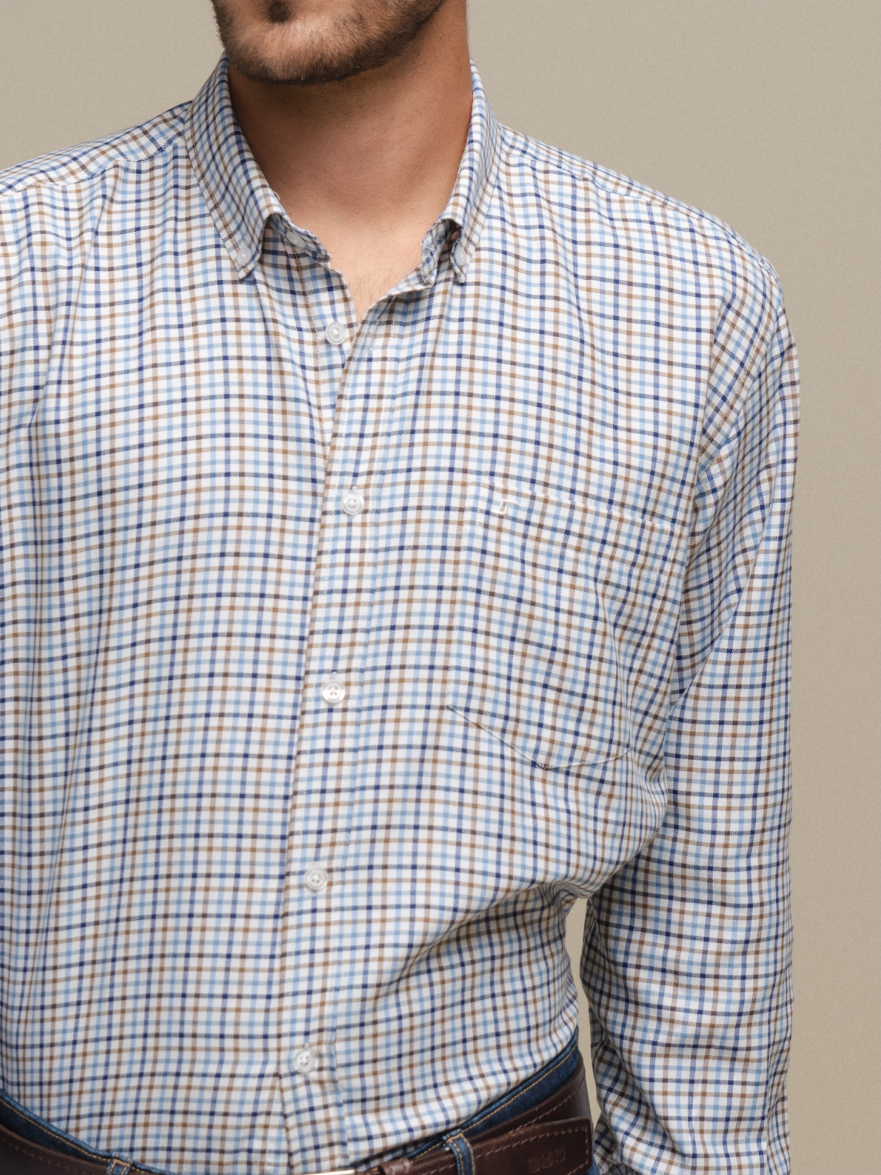 Camisa clássica xadrez Azul-5