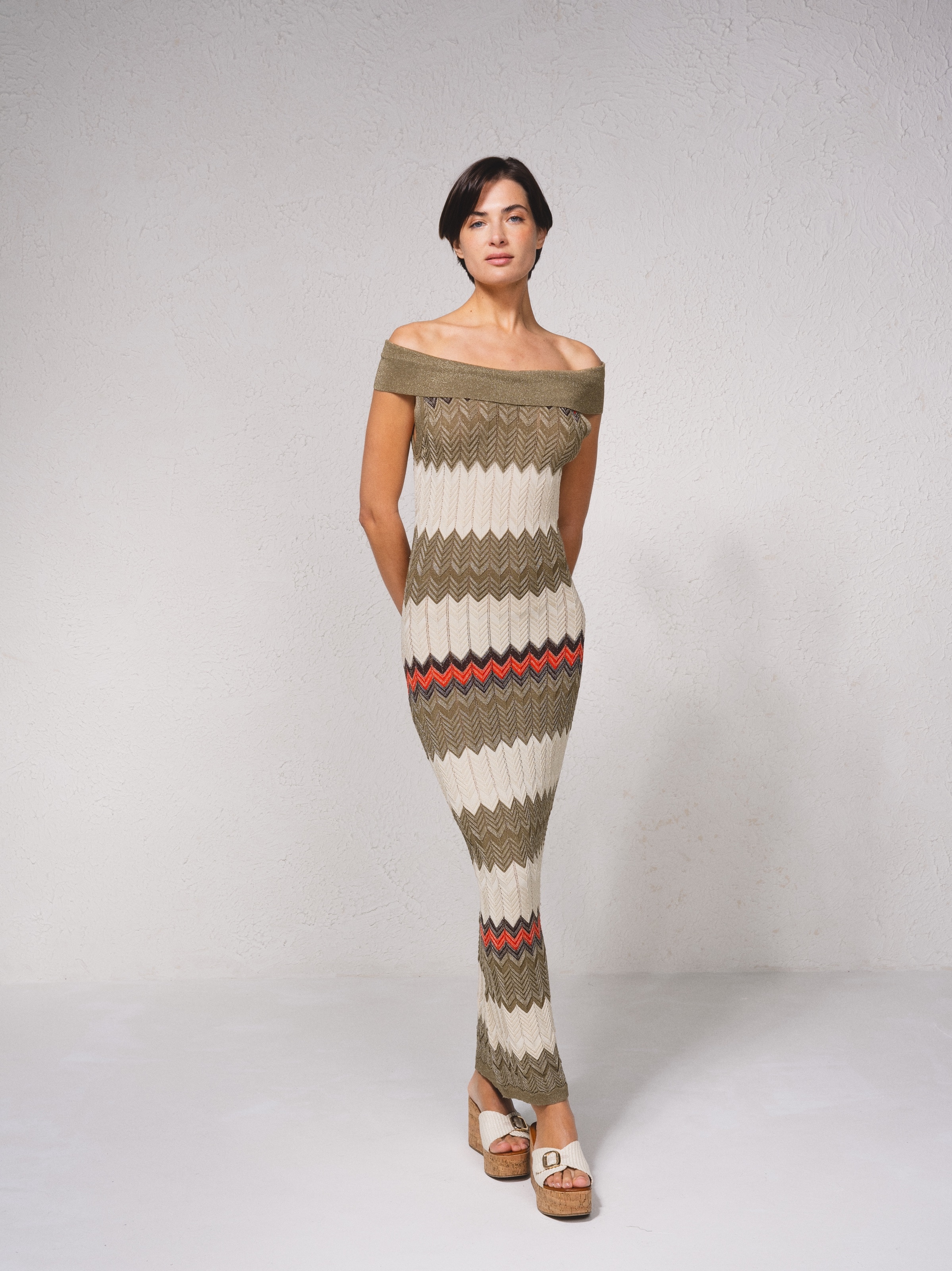 Imagem 0 de Vestido comprido de mistura de lurex