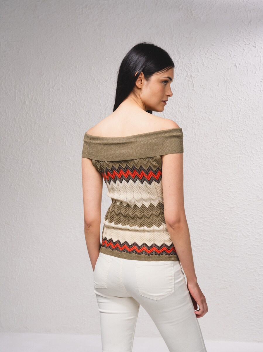 Camisola com mistura de lurex Caqui-5