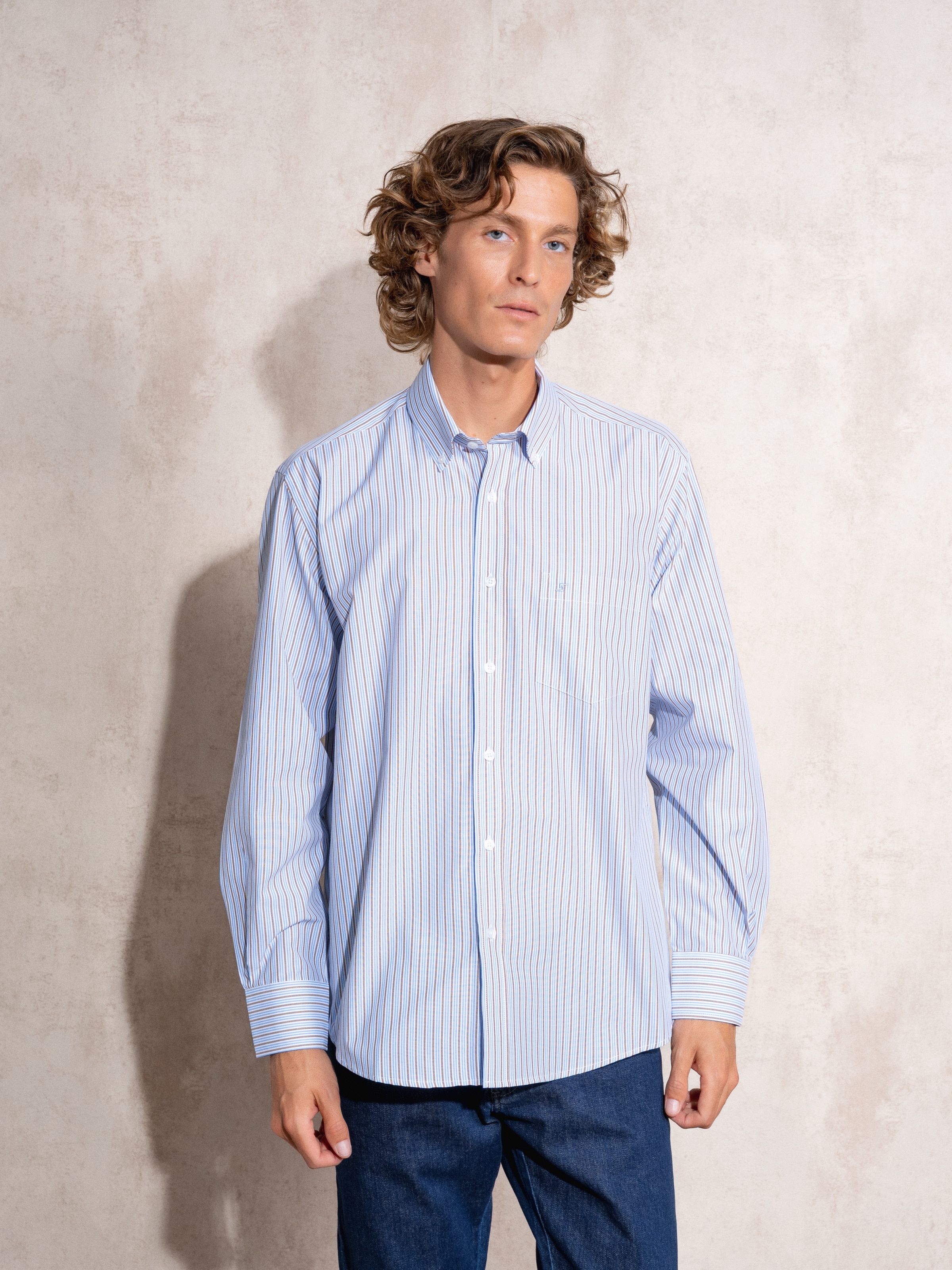 Camisa às riscas Azul-2