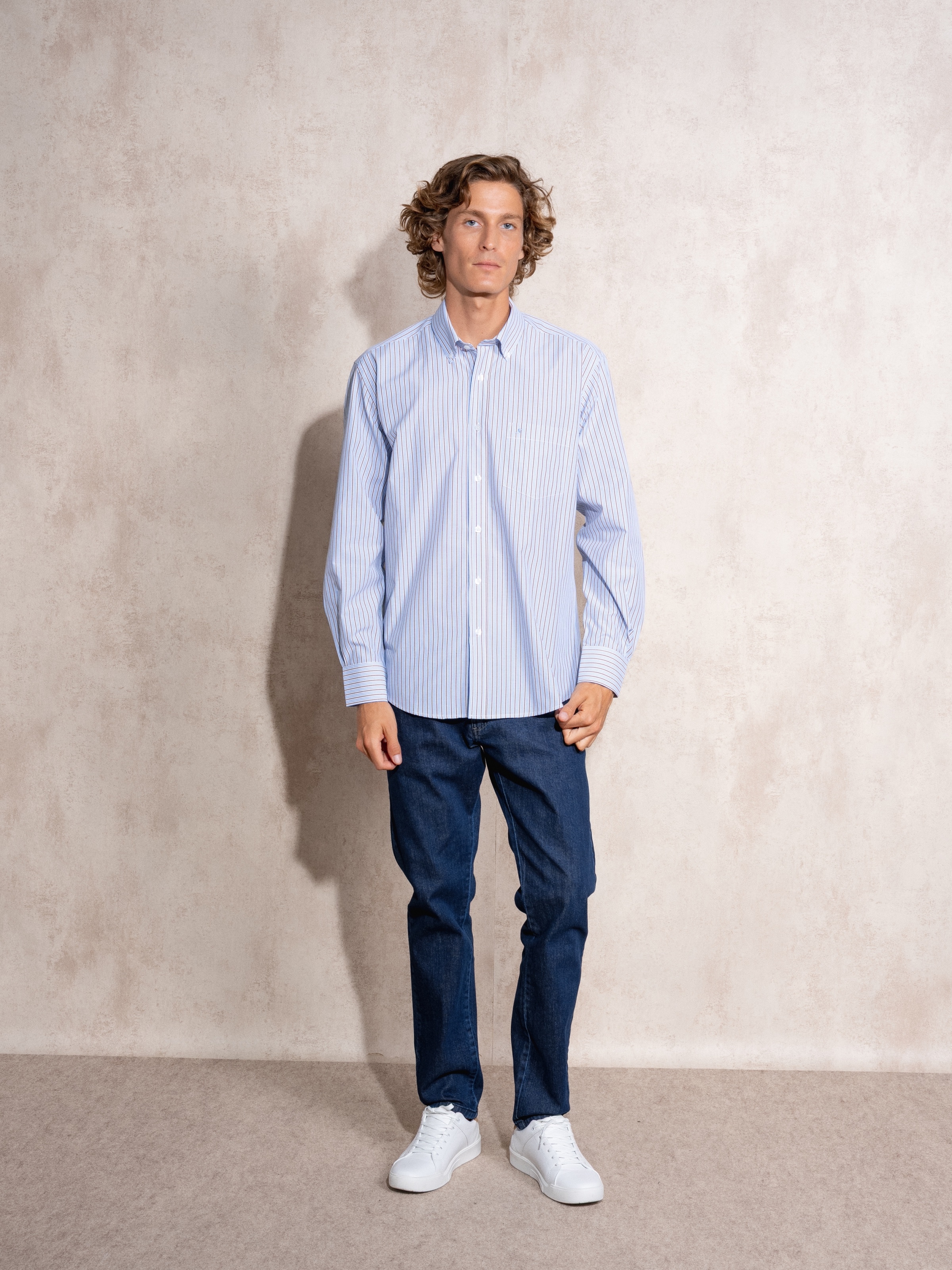Camisa às riscas Azul-3