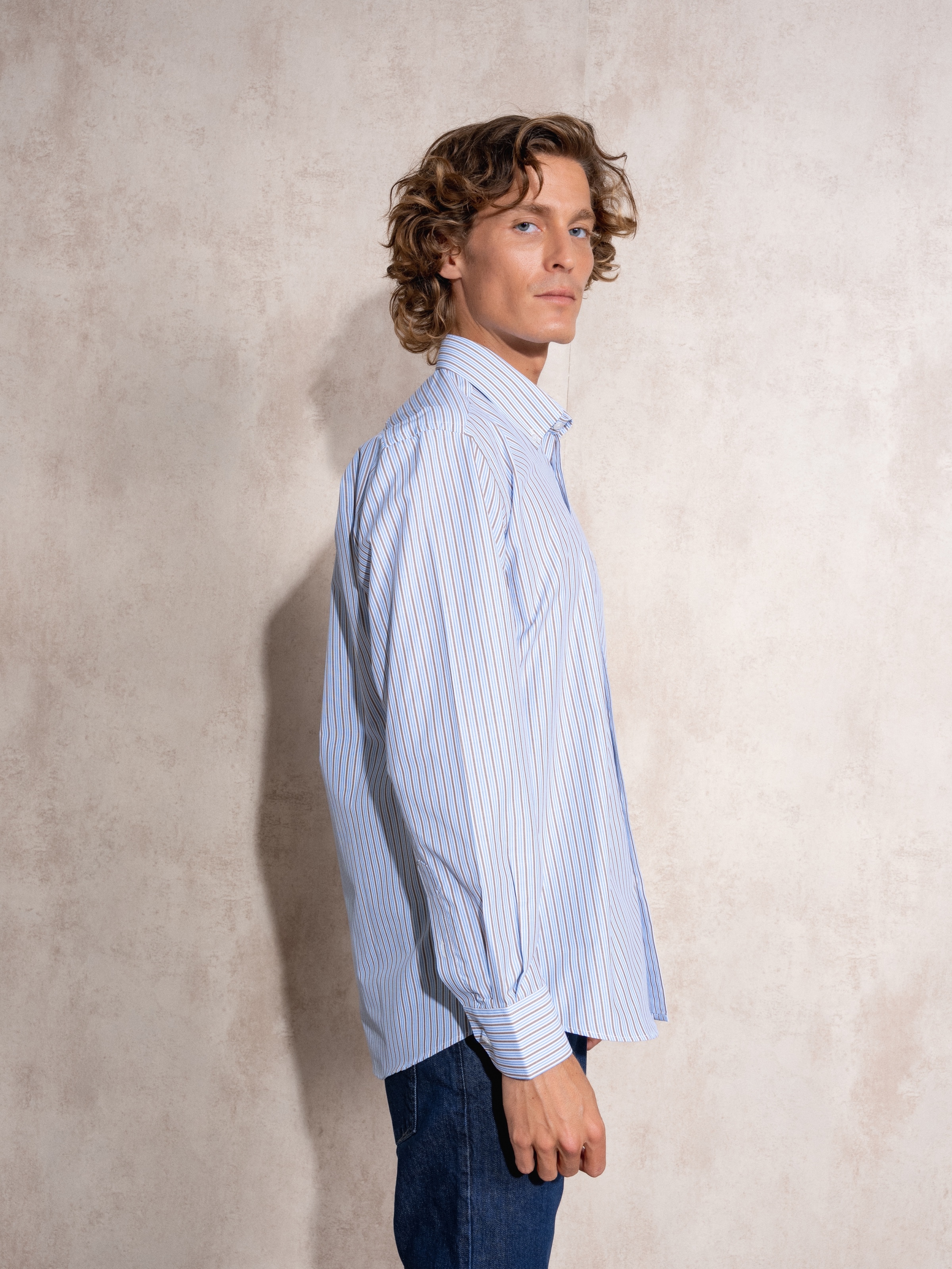 Camisa às riscas Azul-4