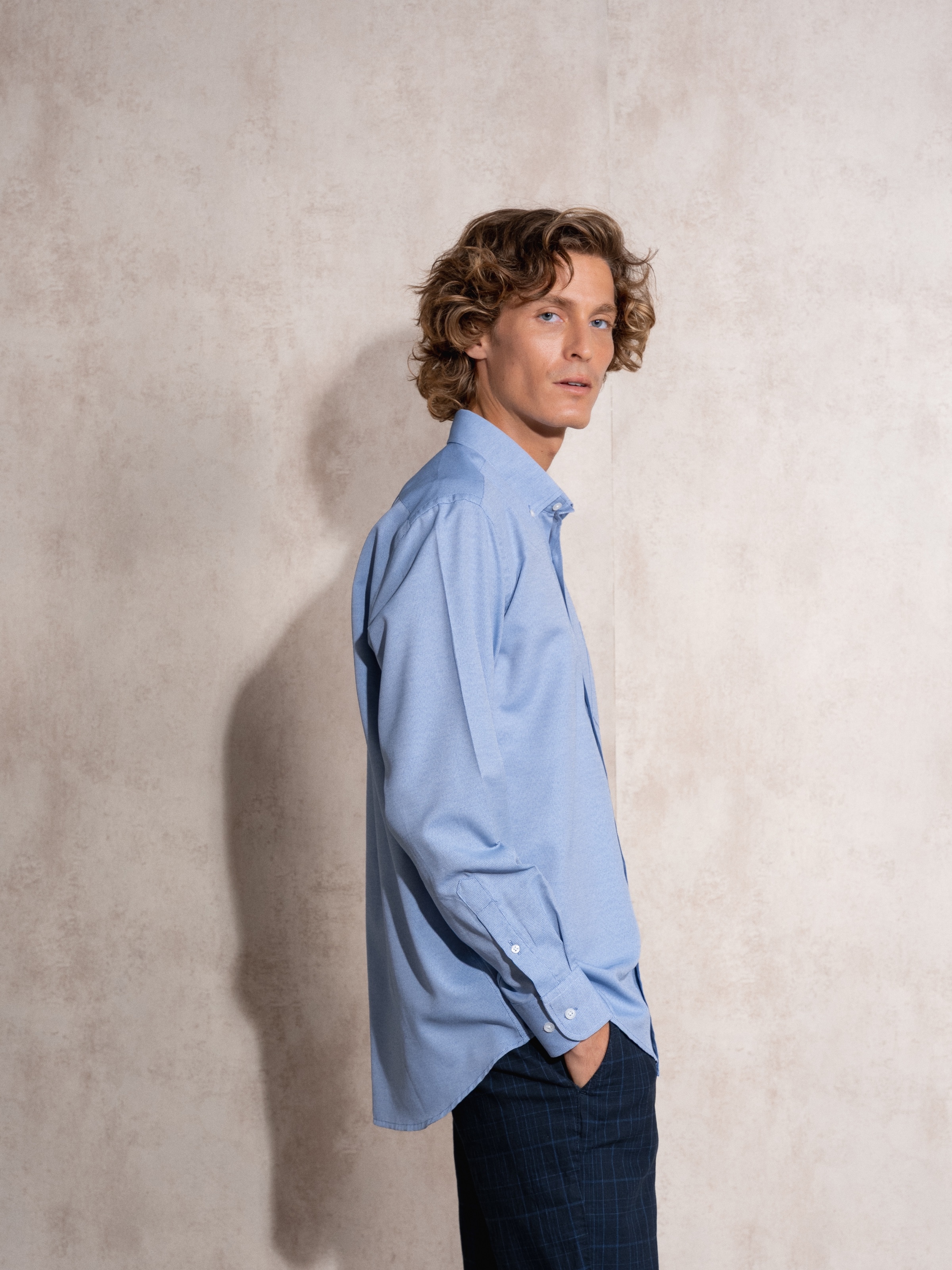 Camisa oxford Azul-4