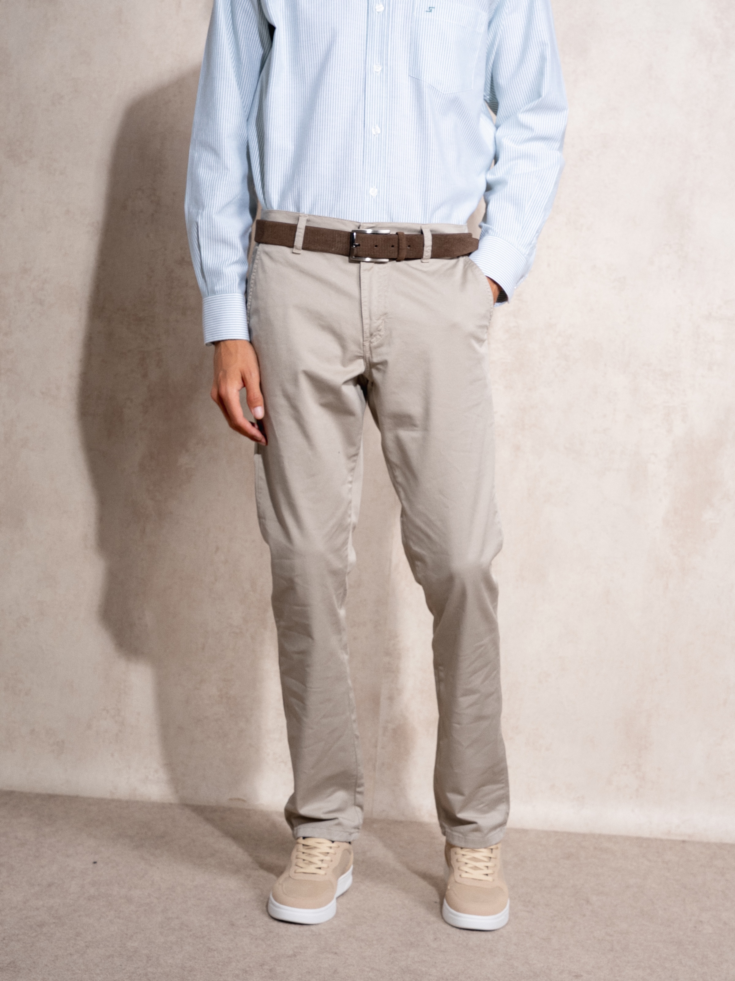 Calças chino skinny fit Bege-3