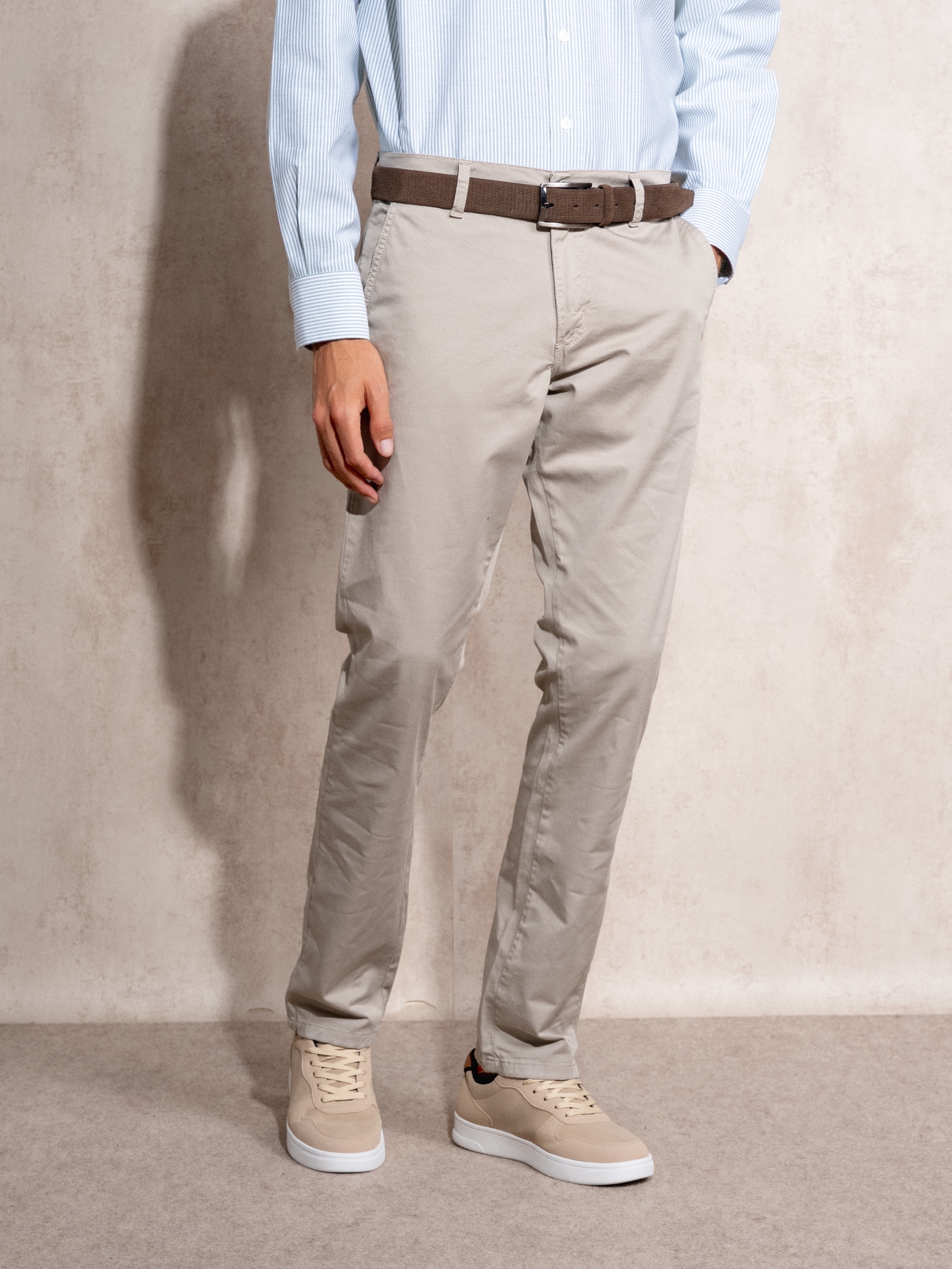 Calças chino skinny fit Bege-4