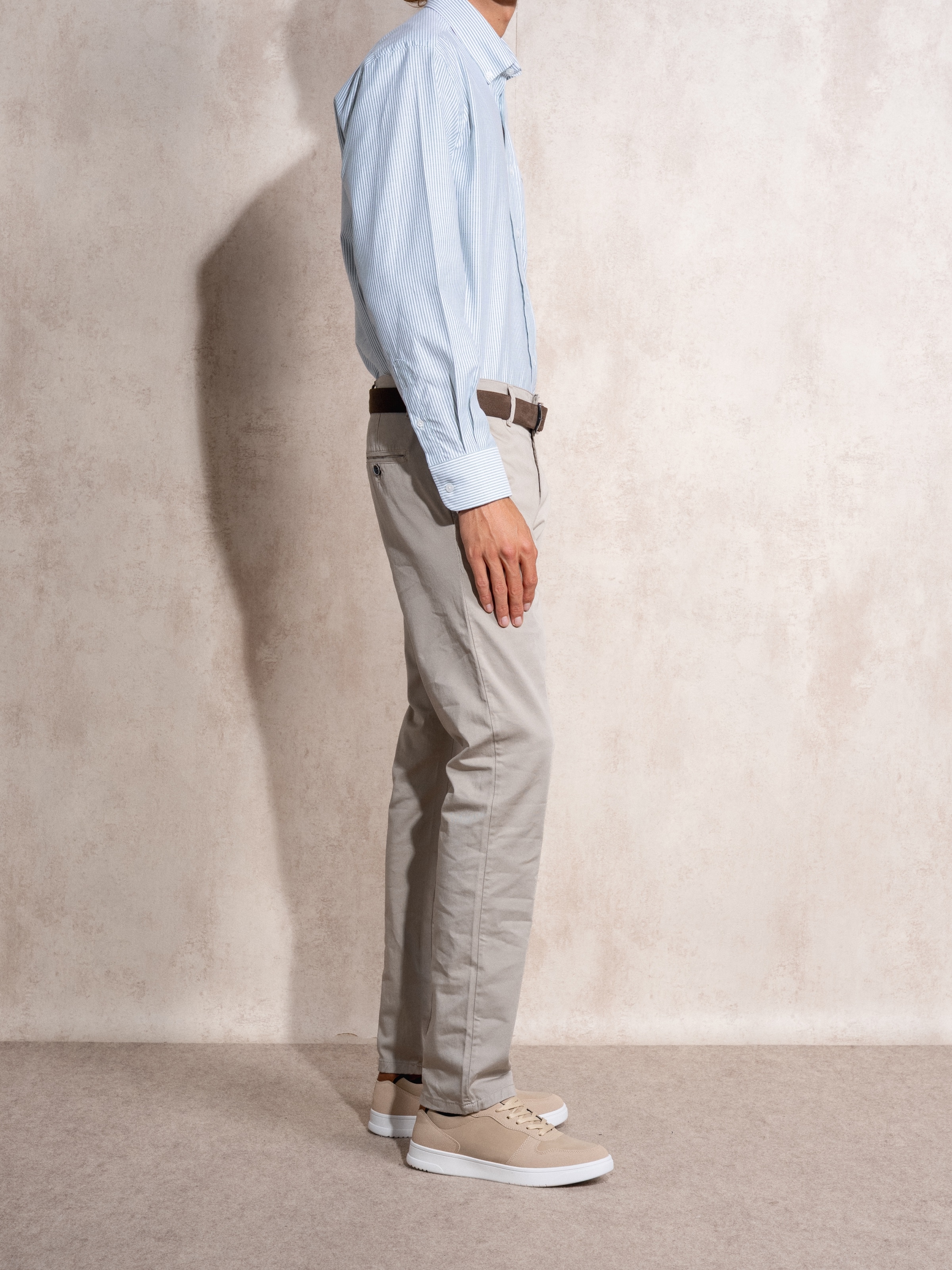 Calças chino skinny fit Bege-5